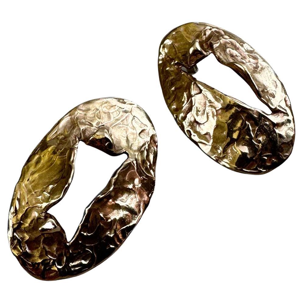 Cratere Oval Perforated Earrings in Bronze by Lo Studiolo Genève