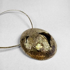 Cratere Perforated Necklace with Raw Opal in Bronze by Lo Studiolo Genève