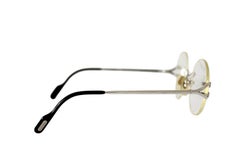 Cratier Silver Metal Round Lens Eyeglasses 1980s