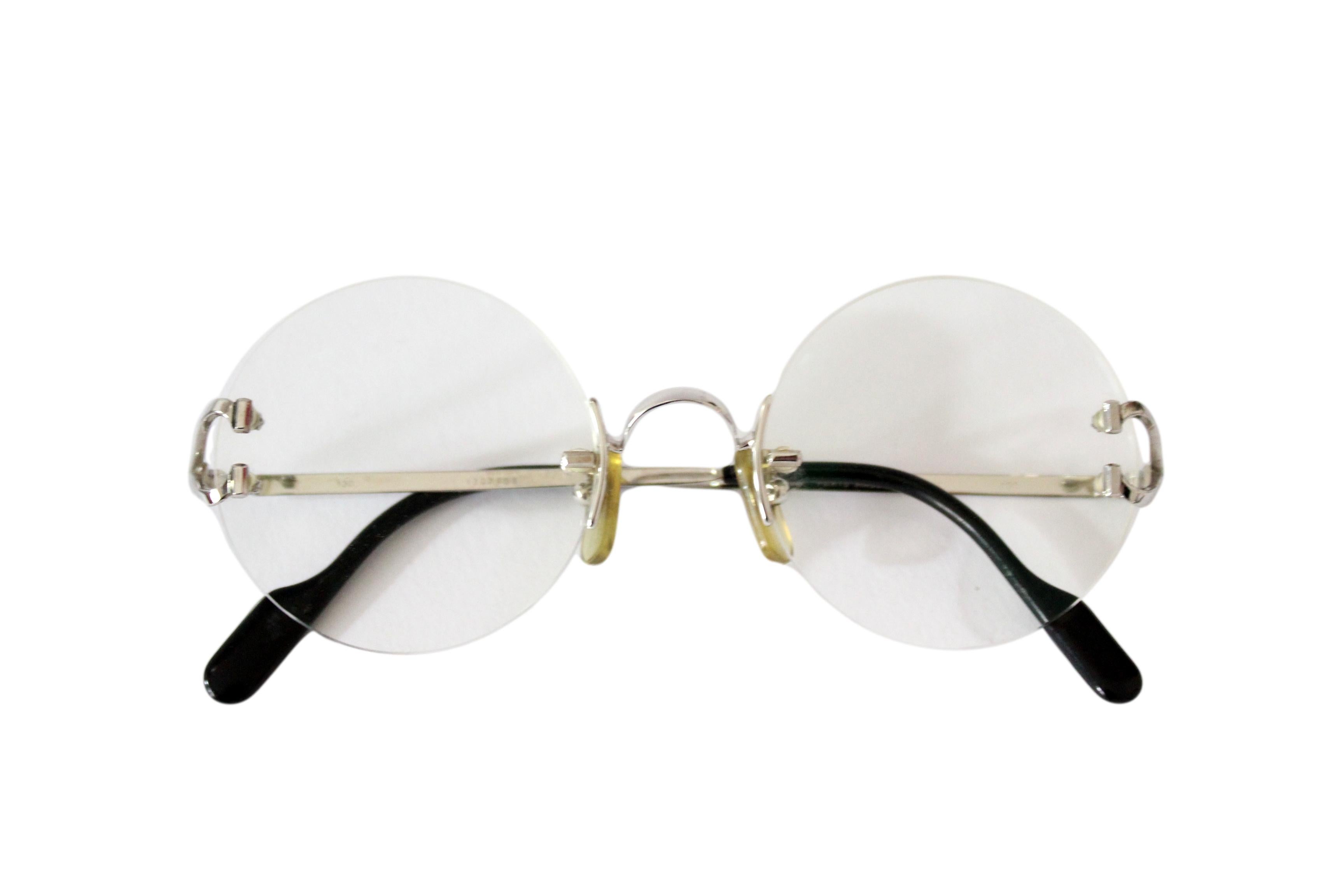 Cratier Silver Metal Round Lens Eyeglasses 1980s In Good Condition In Brindisi, Bt