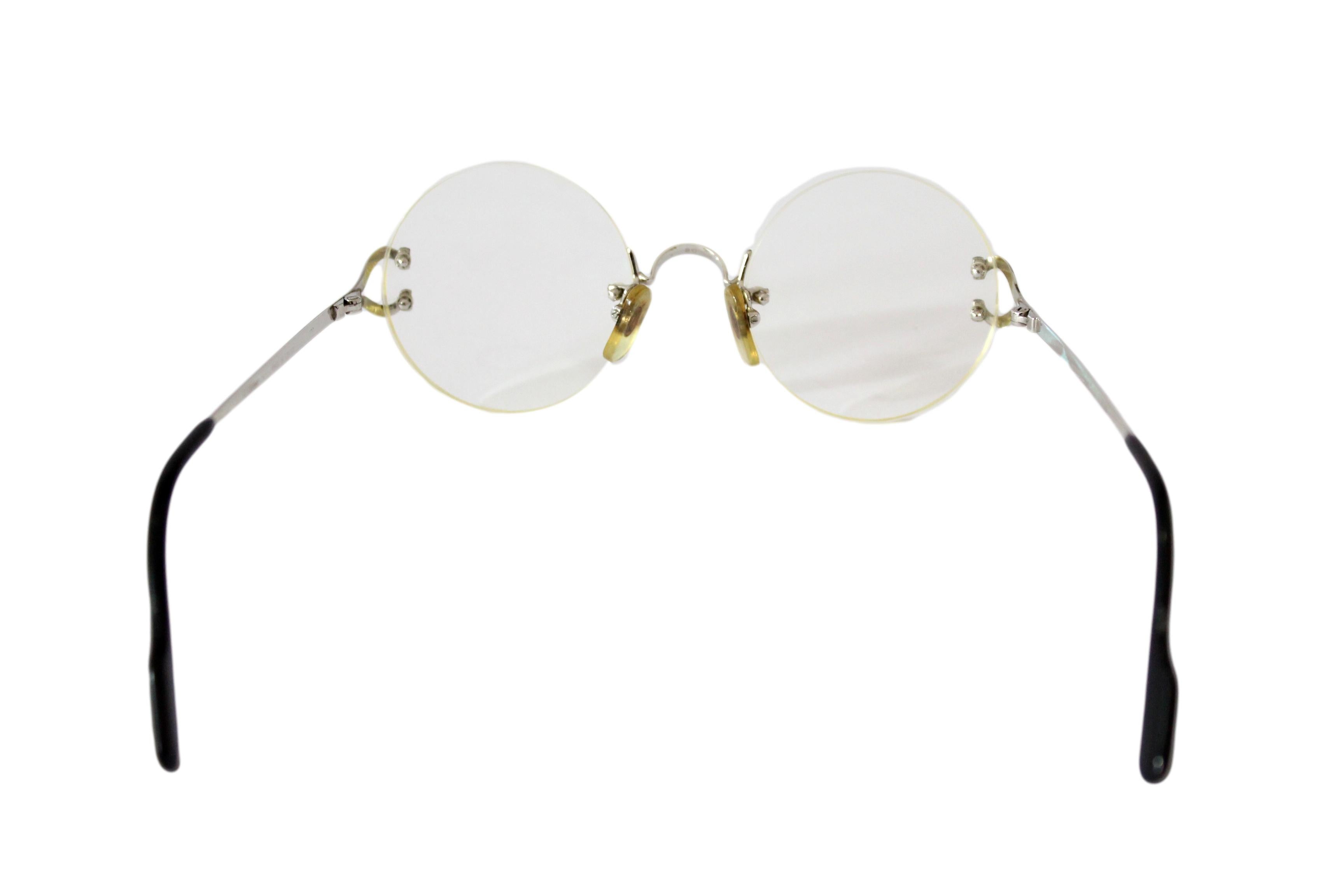 Women's Cratier Silver Metal Round Lens Eyeglasses 1980s
