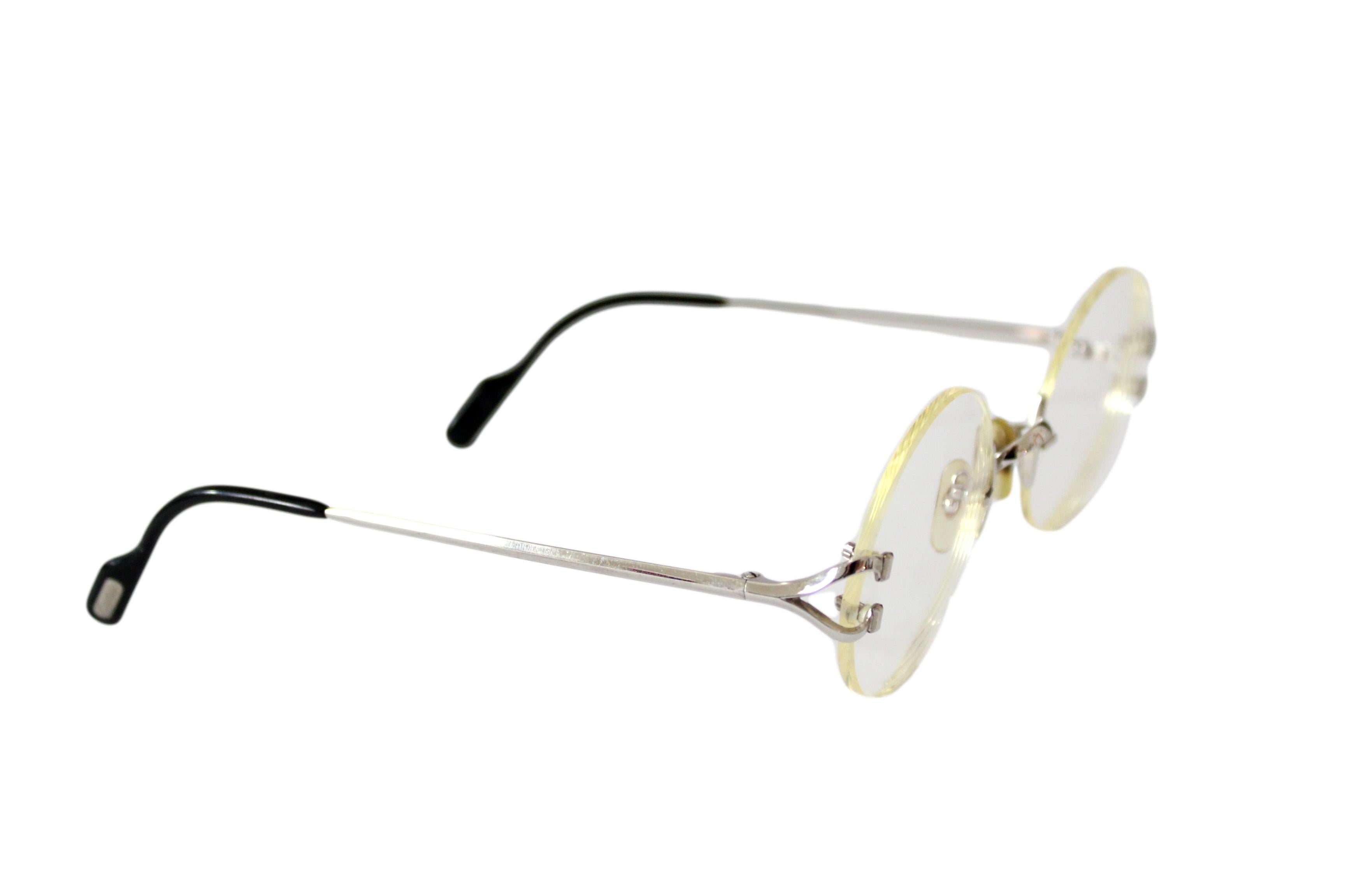 Cratier Silver Metal Round Lens Eyeglasses 1980s 1