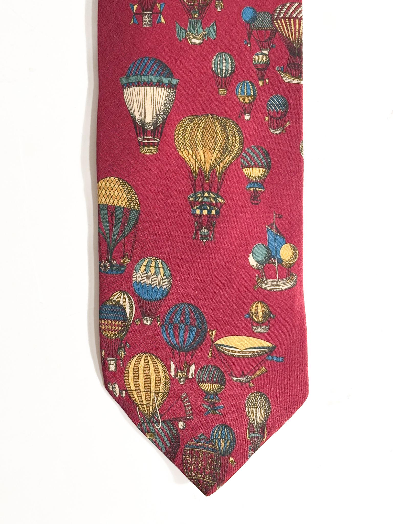 Cravatta in Seta con Mongolfiere di Fornasetti Anni 60 (Mitte des 20. Jahrhunderts) im Angebot