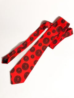 Cravatta in Seta Rossa "Sole" di Piero Fornasetti Anni 60