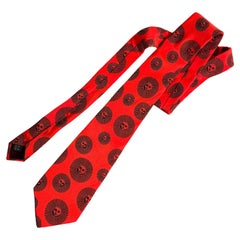 Cravatta in Seta Rossa "Sole" di Piero Fornasetti Anni 60