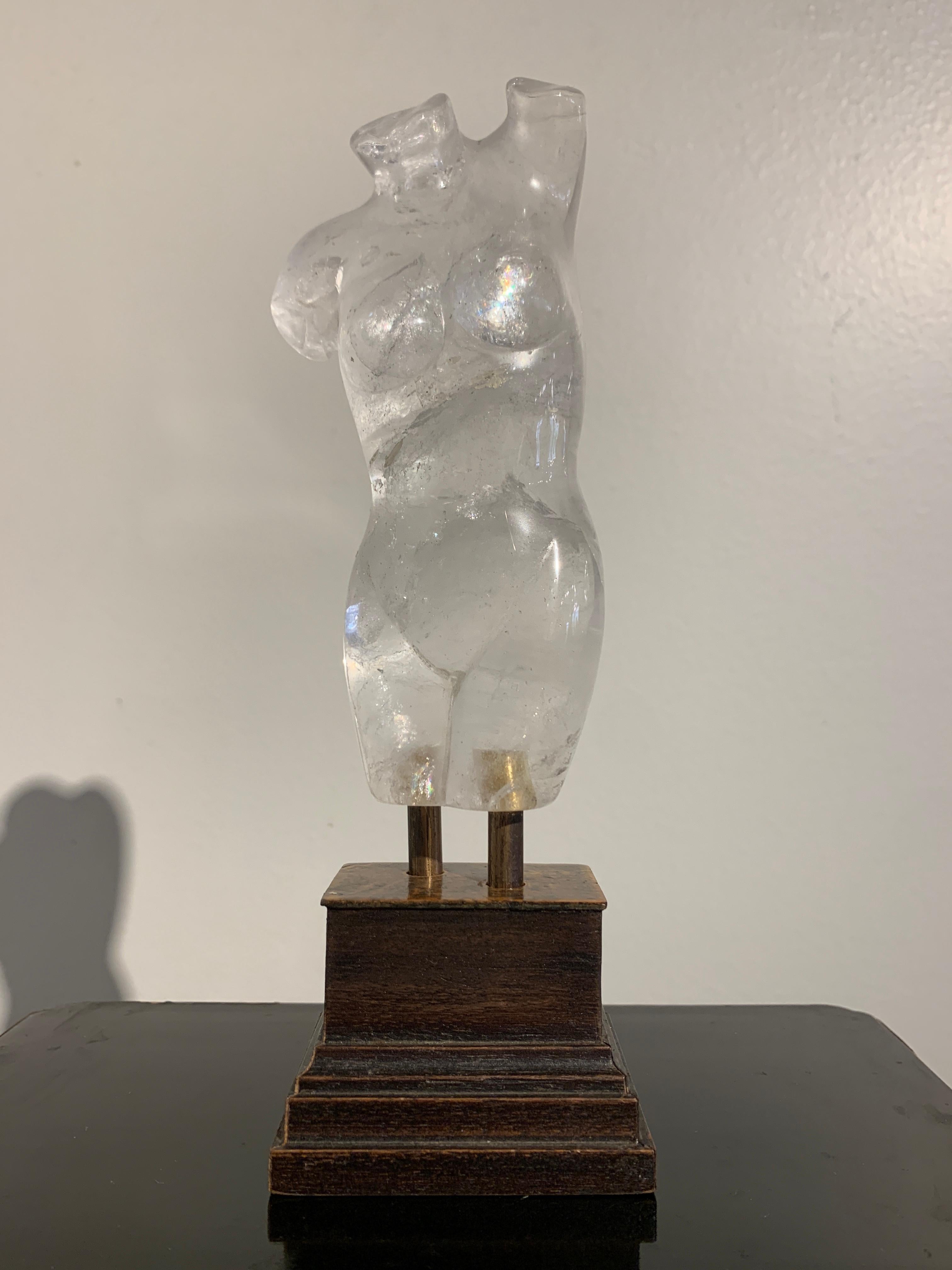 Craved Rock Crystal Figure of Venus, 20th Century In Good Condition For Sale In Austin, TX