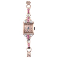 Crawford .12 Carat Diamond Ruby Rose Gold Ladies Wristwatch