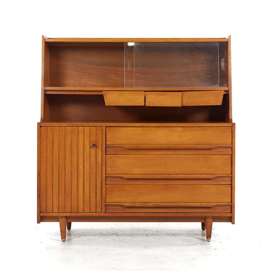 Crawford Furniture Mid Century Maple China Cabinet For Sale 1