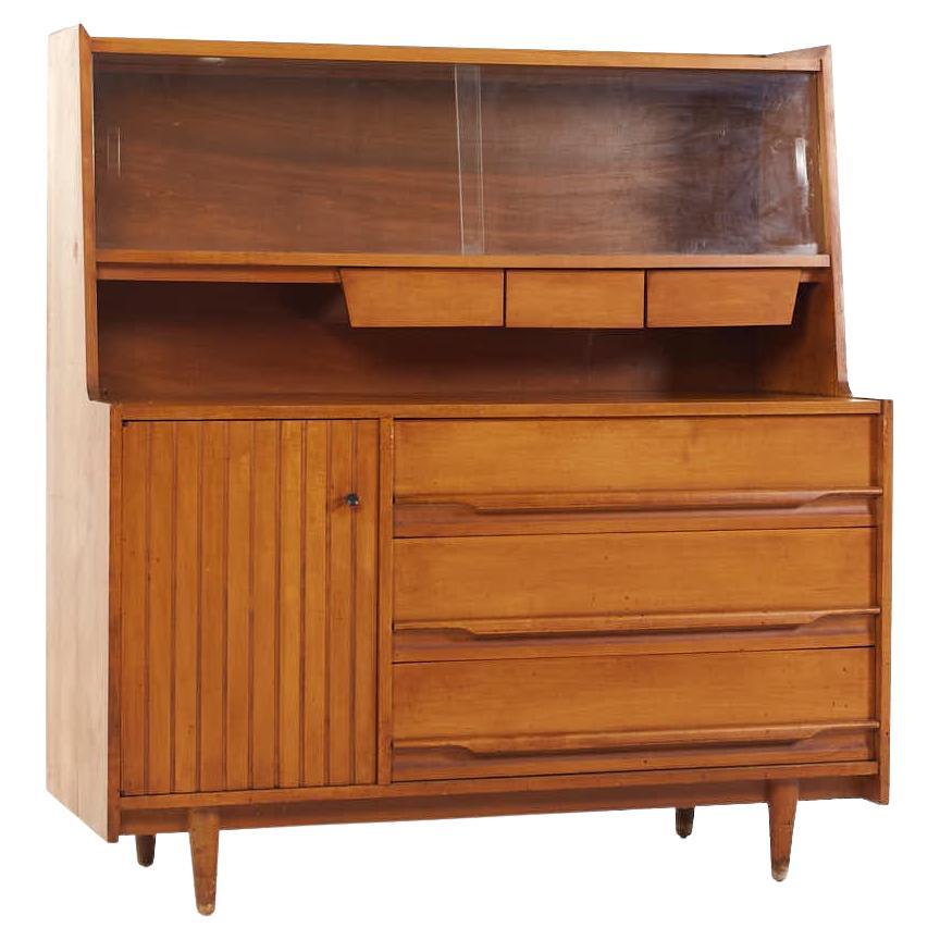 Crawford Furniture Mid Century Maple China Cabinet For Sale