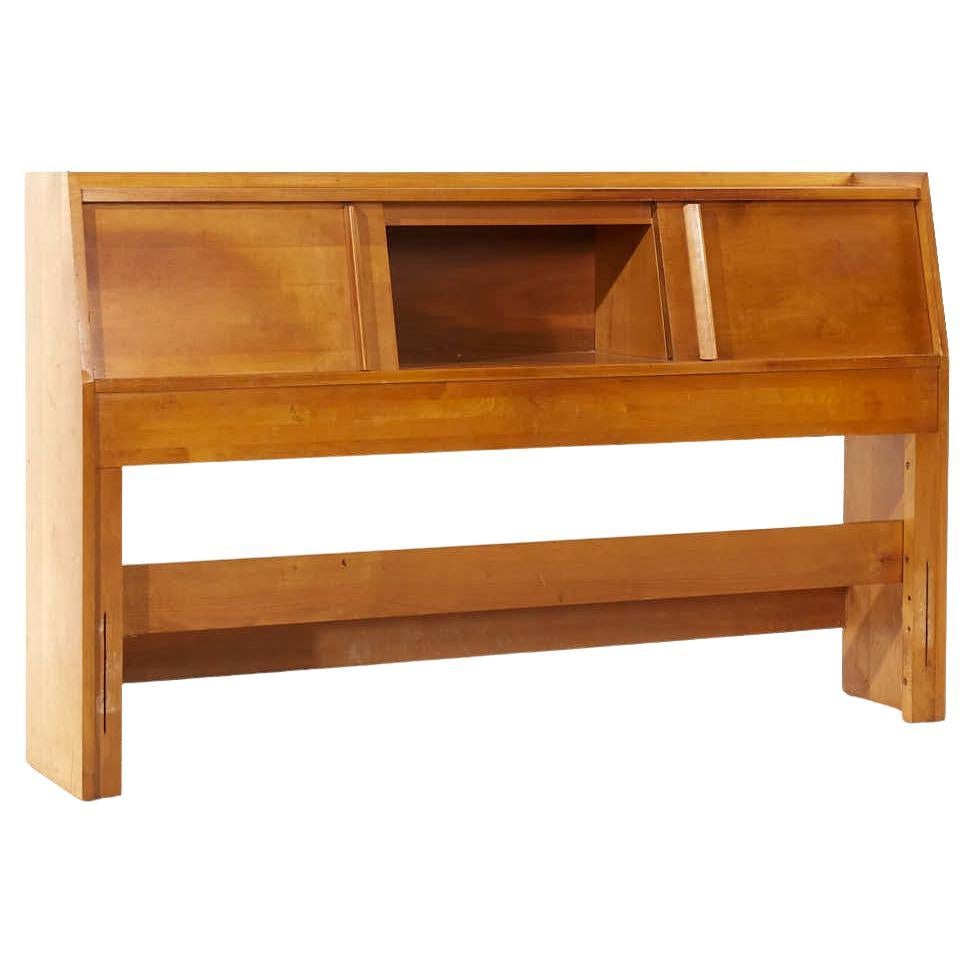 Crawford Furniture Mid Century Maple Full Storage Headboard For Sale