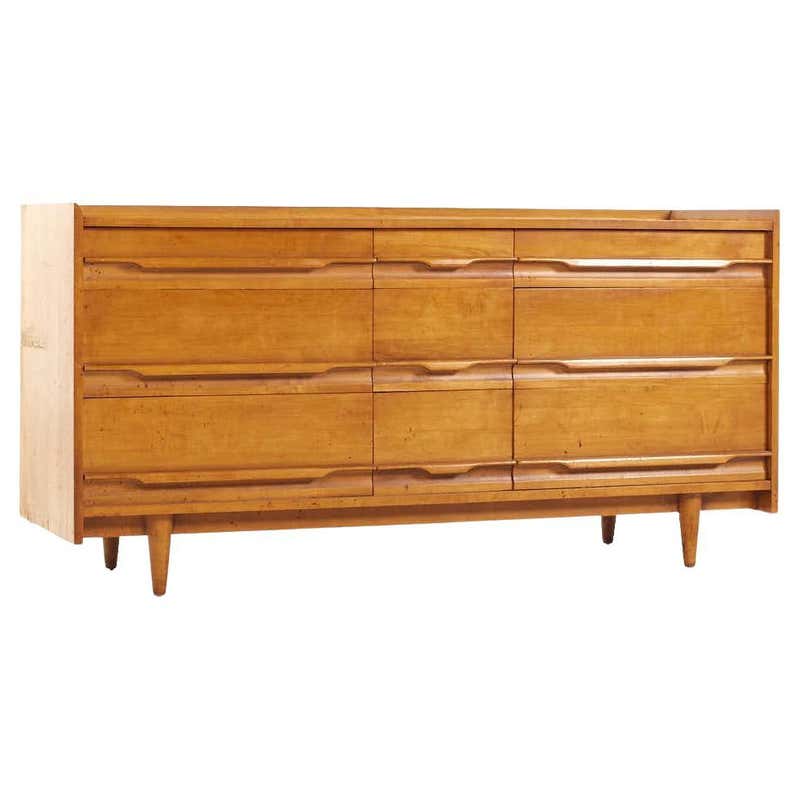 Unique MidCentury Modern American Maple 6 Drawer Dresser Credenza by