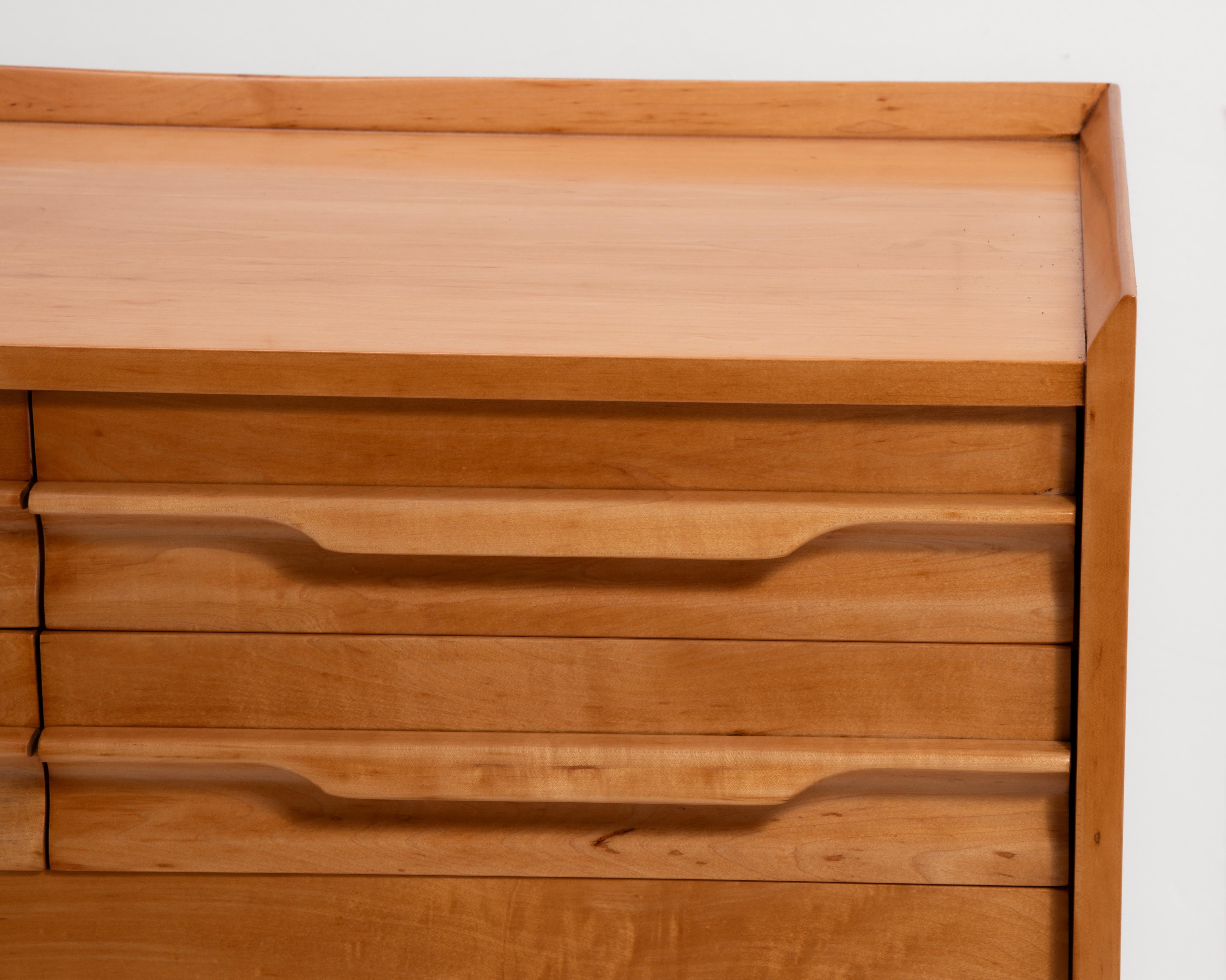 Crawford Furniture Mid Century Tall Maple Chest After Edmond Spence For Sale 4