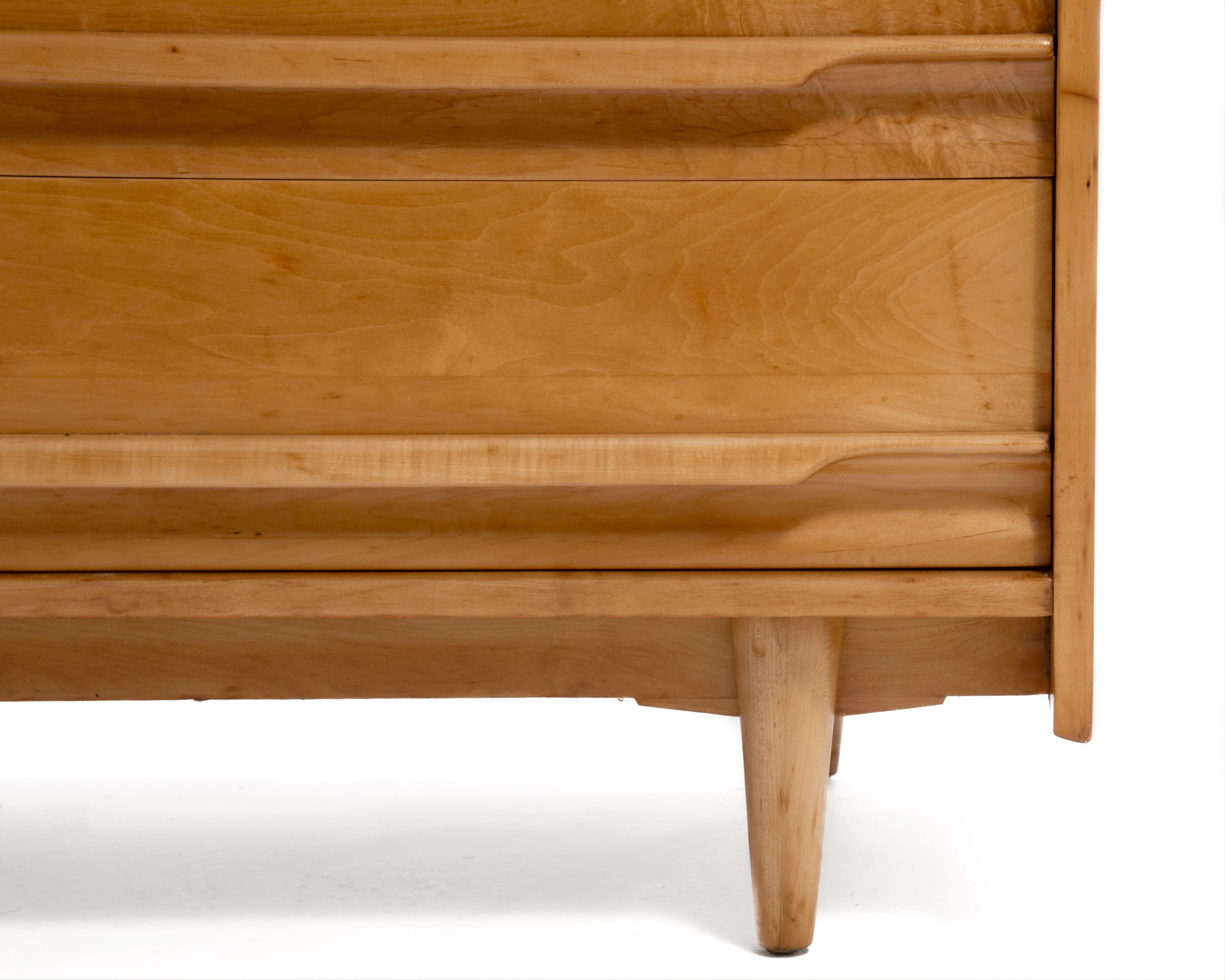 Crawford Furniture Mid Century Tall Maple Chest After Edmond Spence For Sale 6