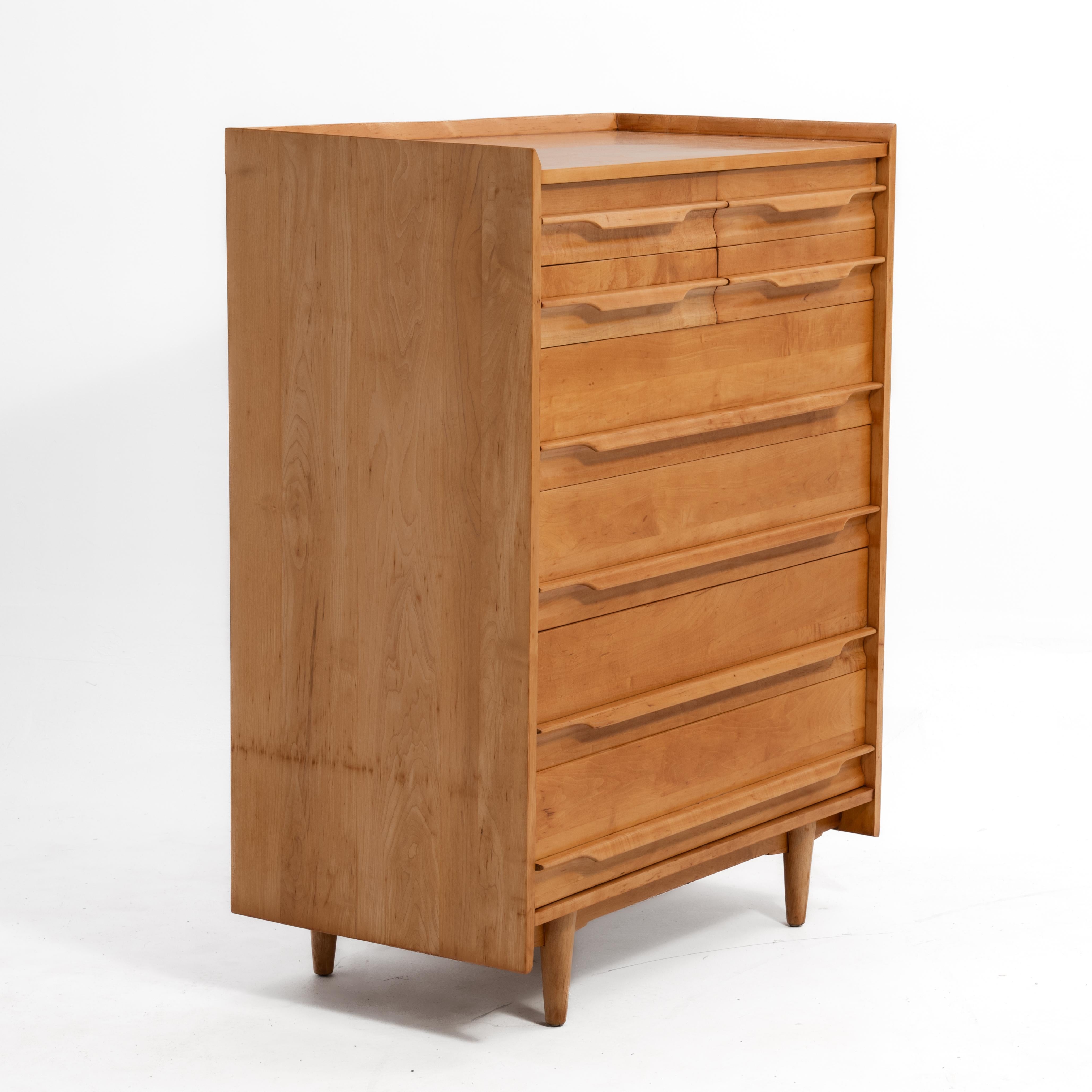Mid-Century Modern Crawford Furniture Mid Century Tall Maple Chest After Edmond Spence For Sale