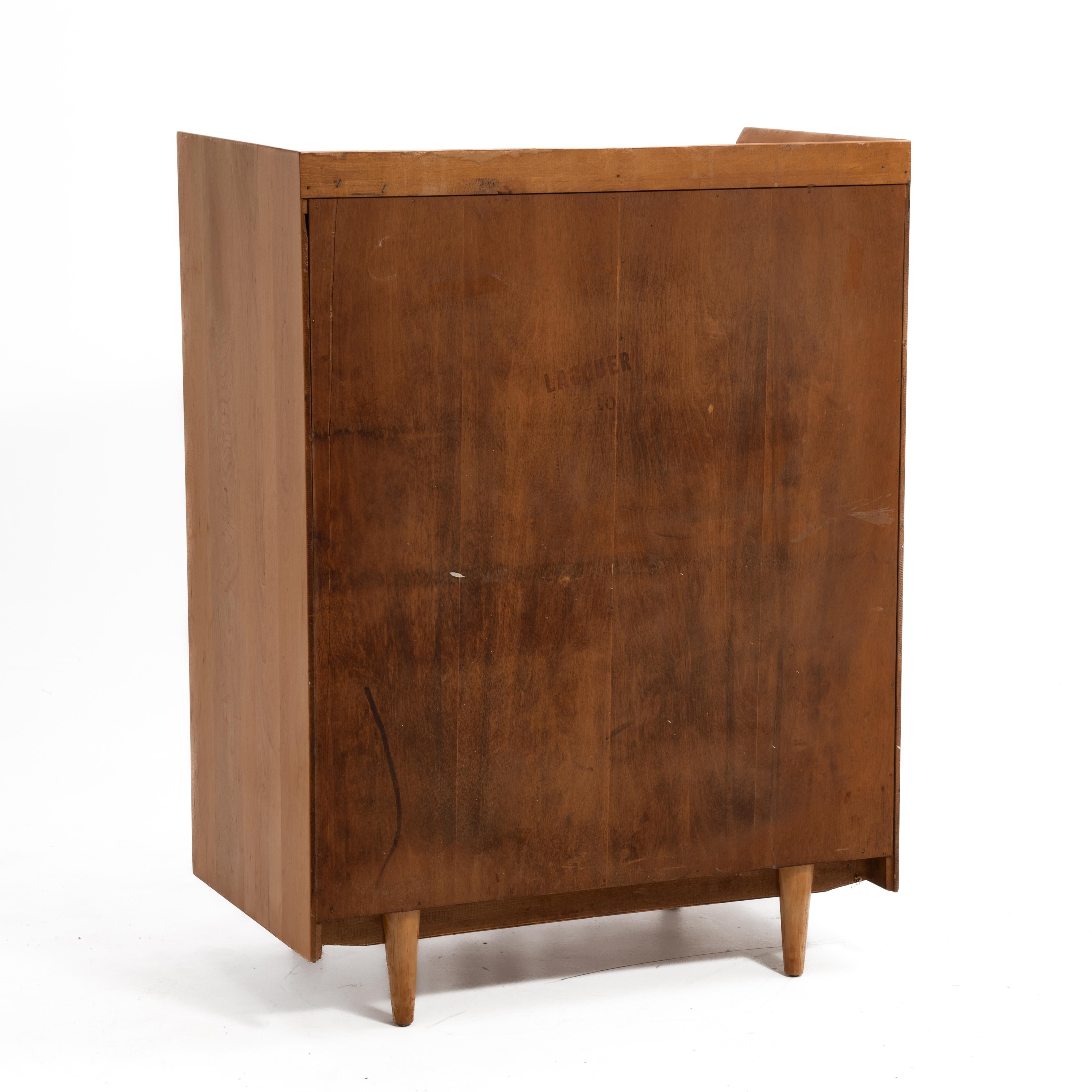 Crawford Furniture Mid Century Tall Maple Chest After Edmond Spence In Good Condition For Sale In Forest Grove, PA