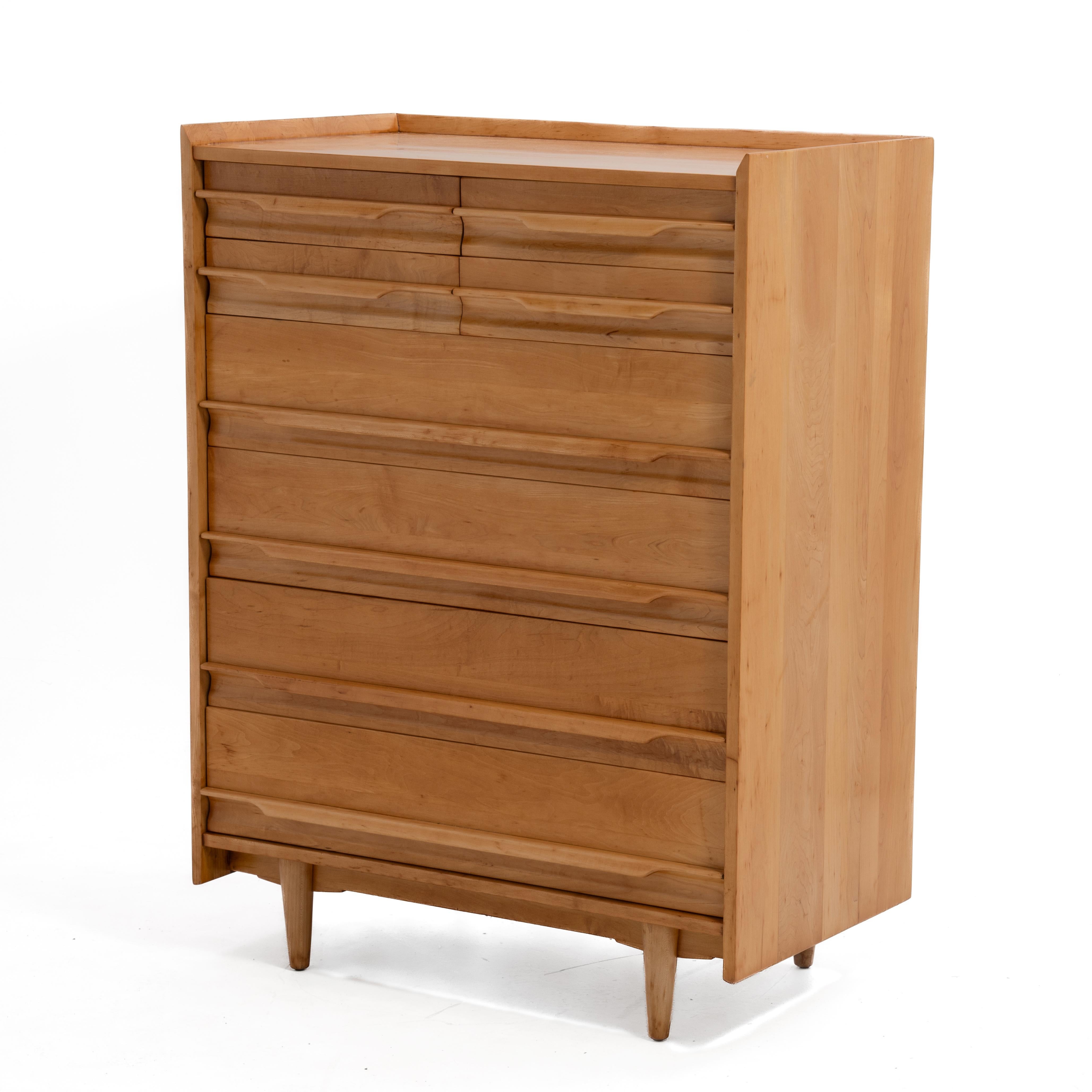 Mid-20th Century Crawford Furniture Mid Century Tall Maple Chest After Edmond Spence For Sale