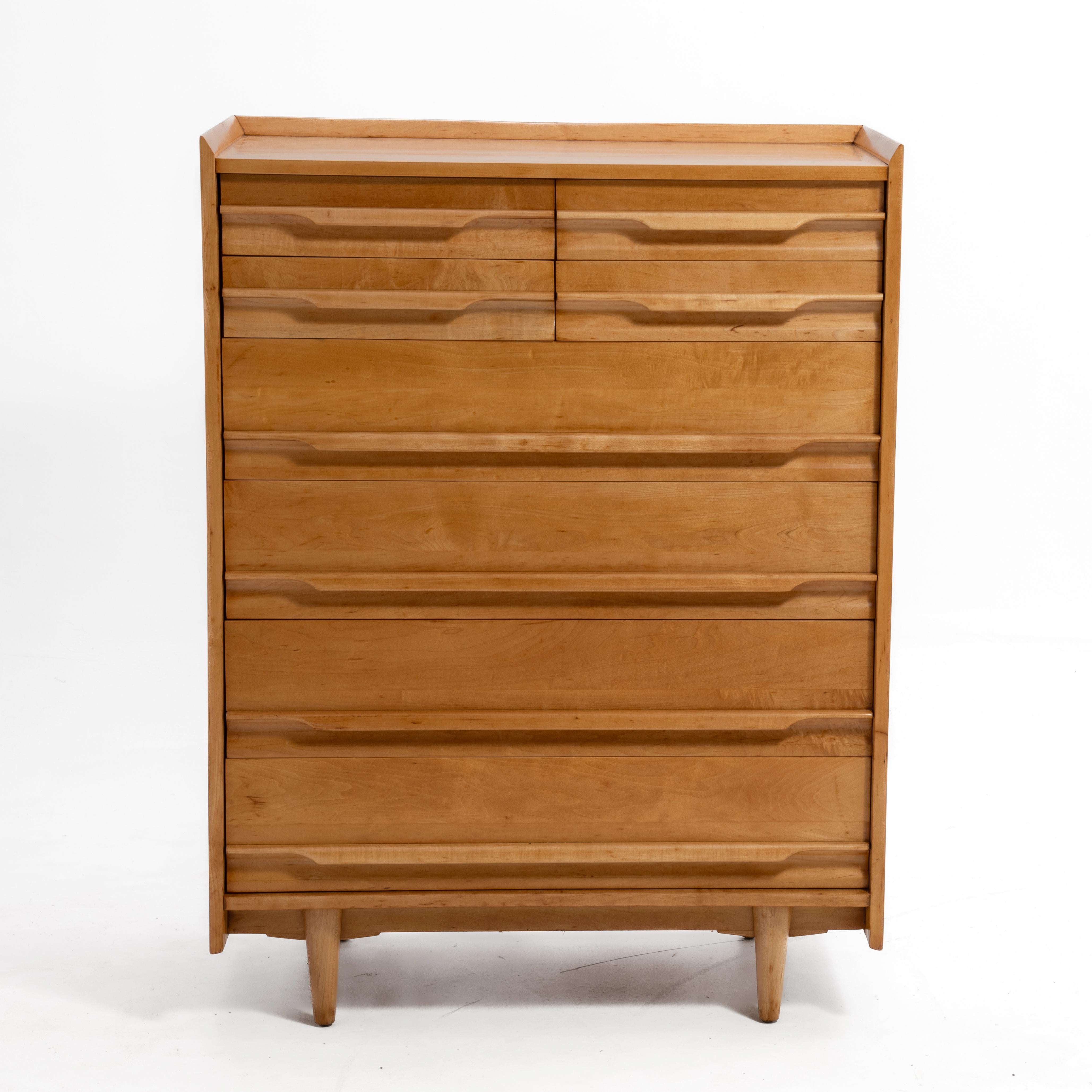 Crawford Furniture Mid Century Tall Maple Chest After Edmond Spence For Sale 1