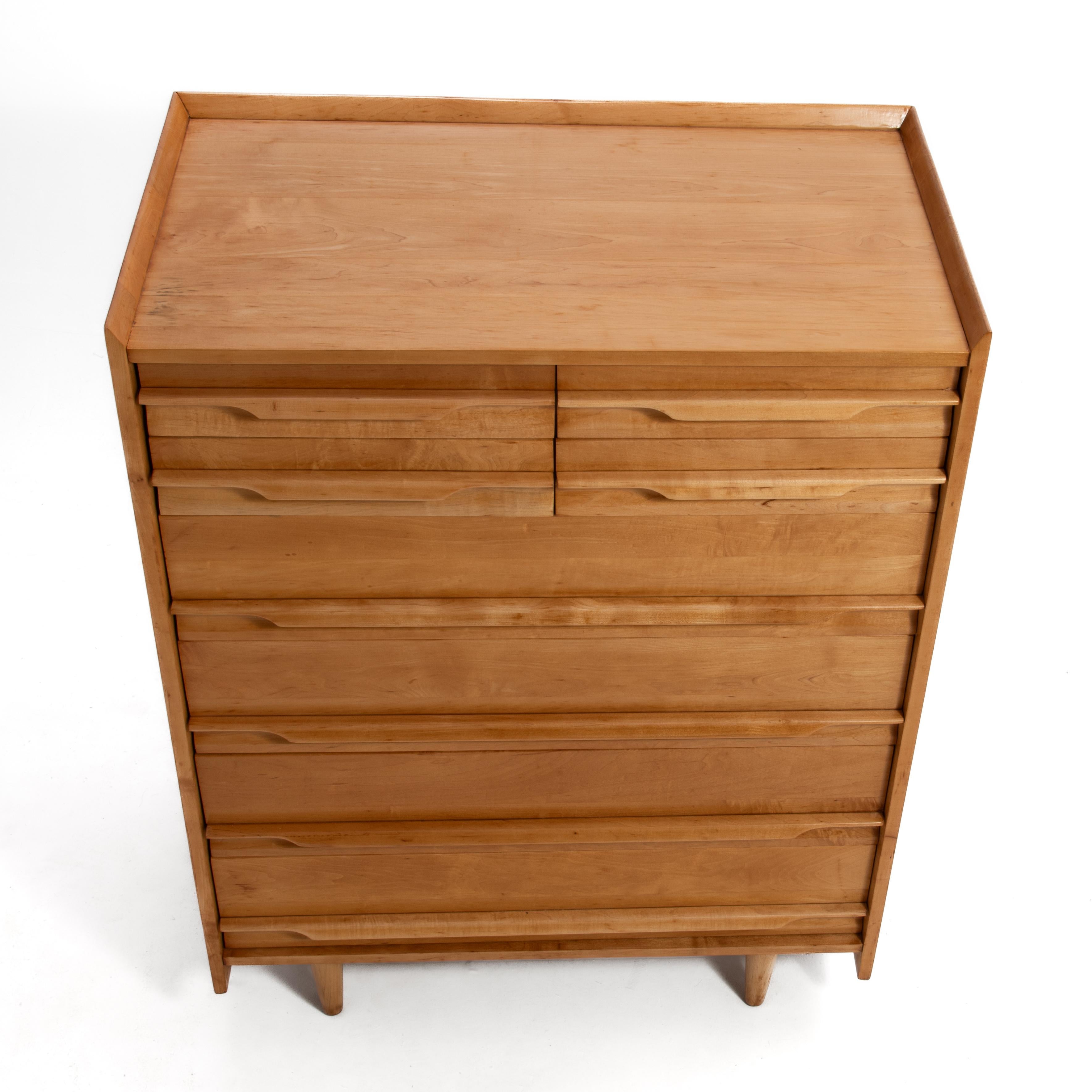 Crawford Furniture Mid Century Tall Maple Chest After Edmond Spence For Sale 2