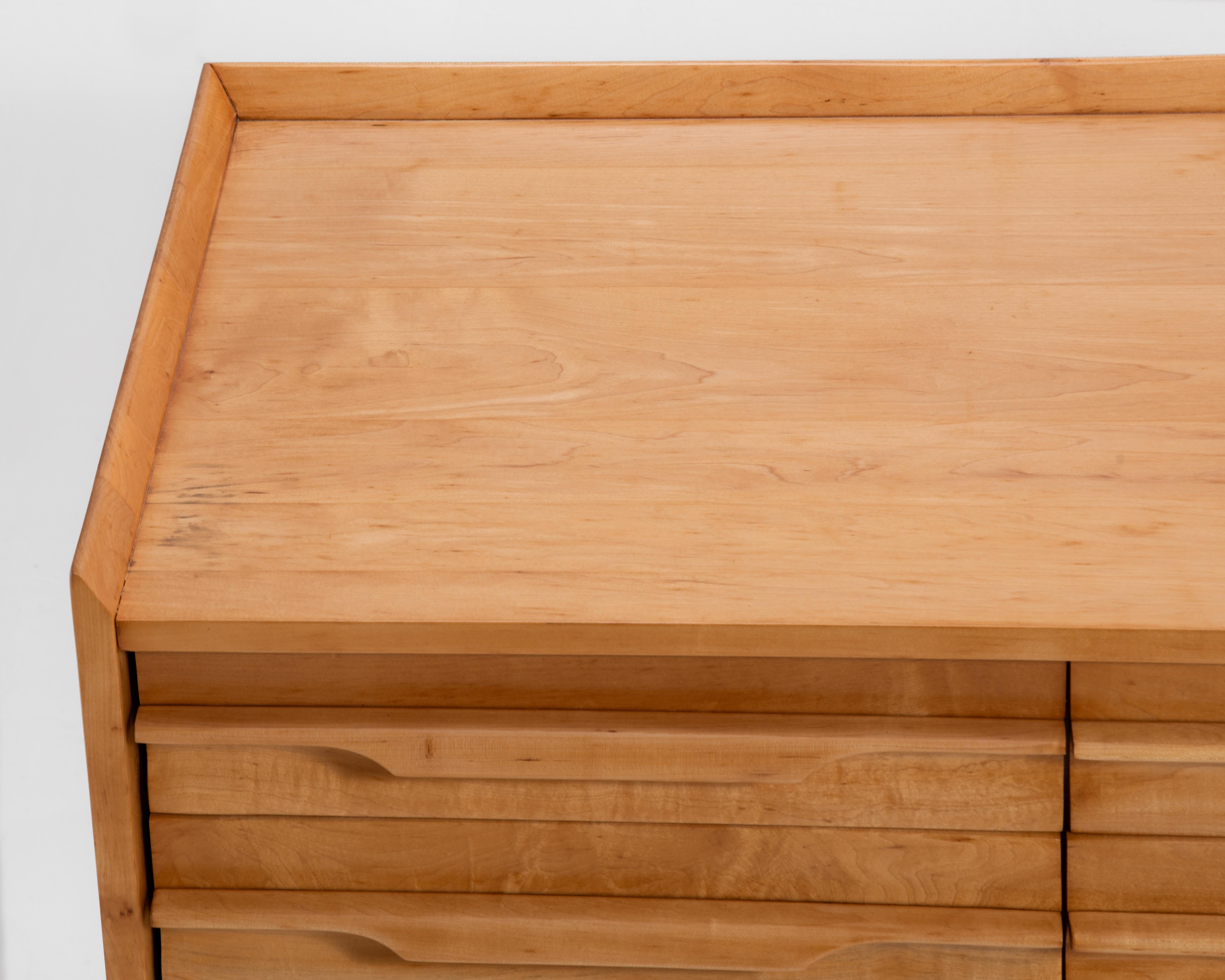 Crawford Furniture Mid Century Tall Maple Chest After Edmond Spence For Sale 3