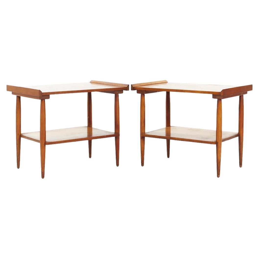 SOLD 03/28/24 Crawford Mid Century Maple Side End Tables – Pair