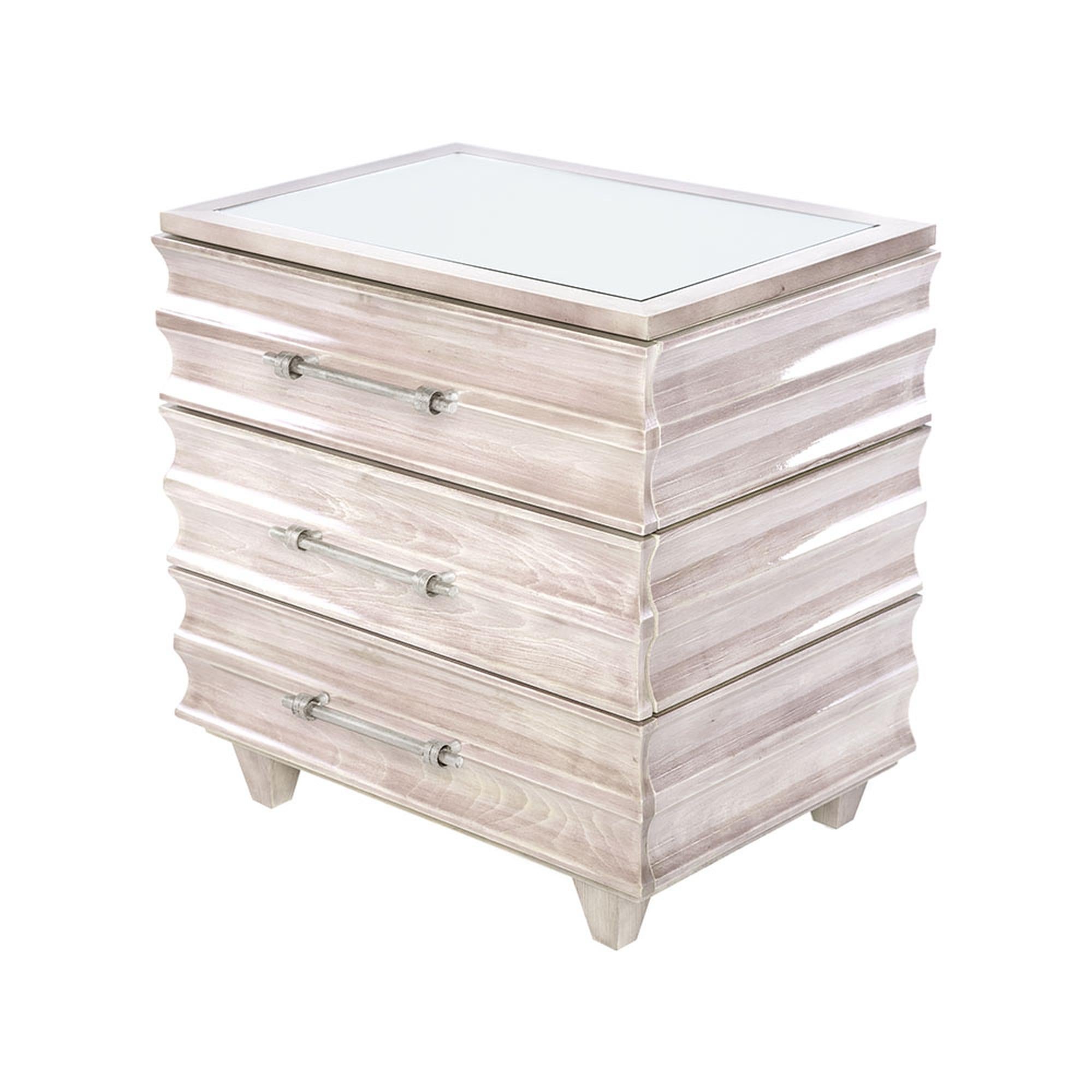 Crawford Nightstand in Lacquered Blush by Innova Luxuxy Group For Sale