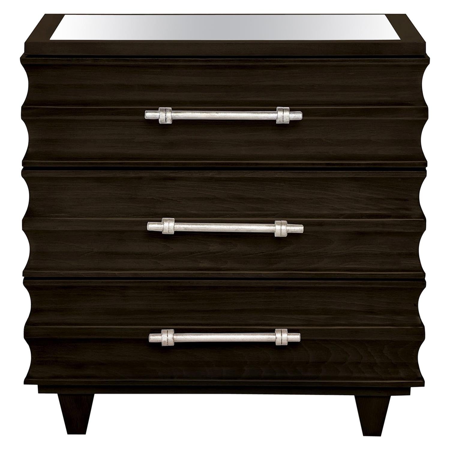 Crawford Nightstand in Lacquered Coffee by Innova Luxuxy Group For Sale