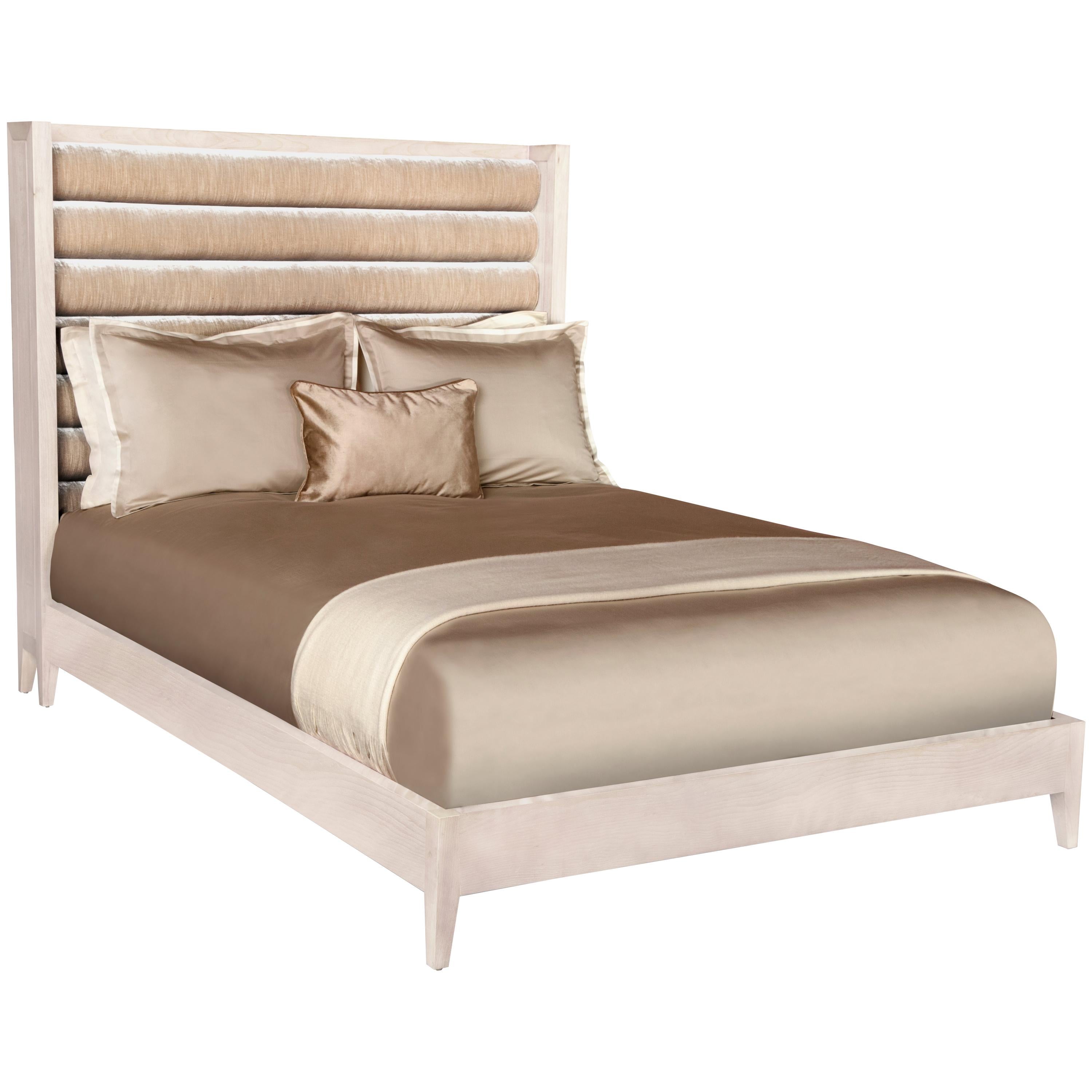 Crawford Queen Bed in Lacquered Blush by Innova Luxuxy Group For Sale