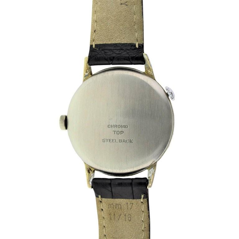 Crawford Stainless Steel and Chrome Calendar Manual Watch, circa 1950s For Sale 1