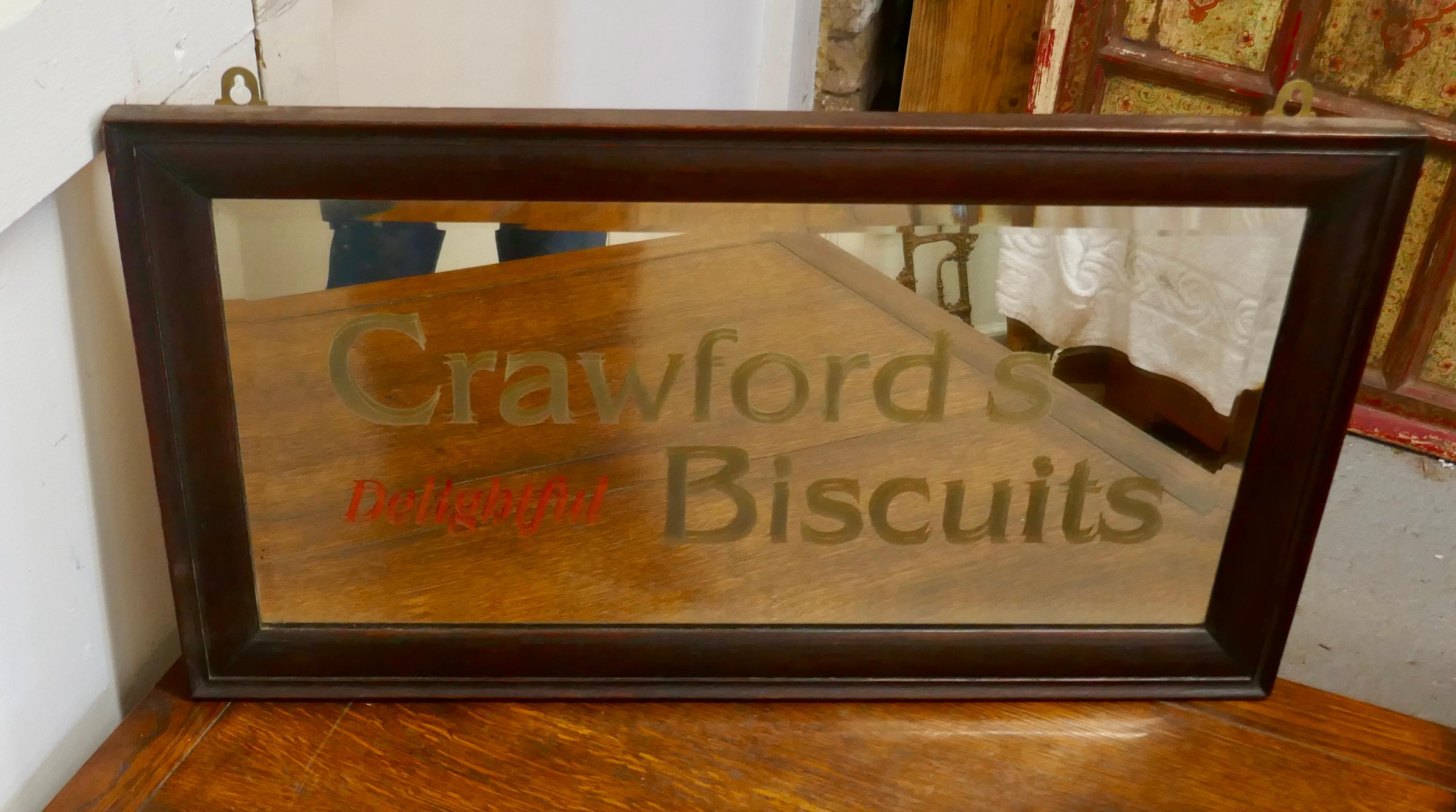 “Crawford’s Delightful Biscuits” Baker/Cafe Advertising Mirror In Good Condition For Sale In Chillerton, Isle of Wight