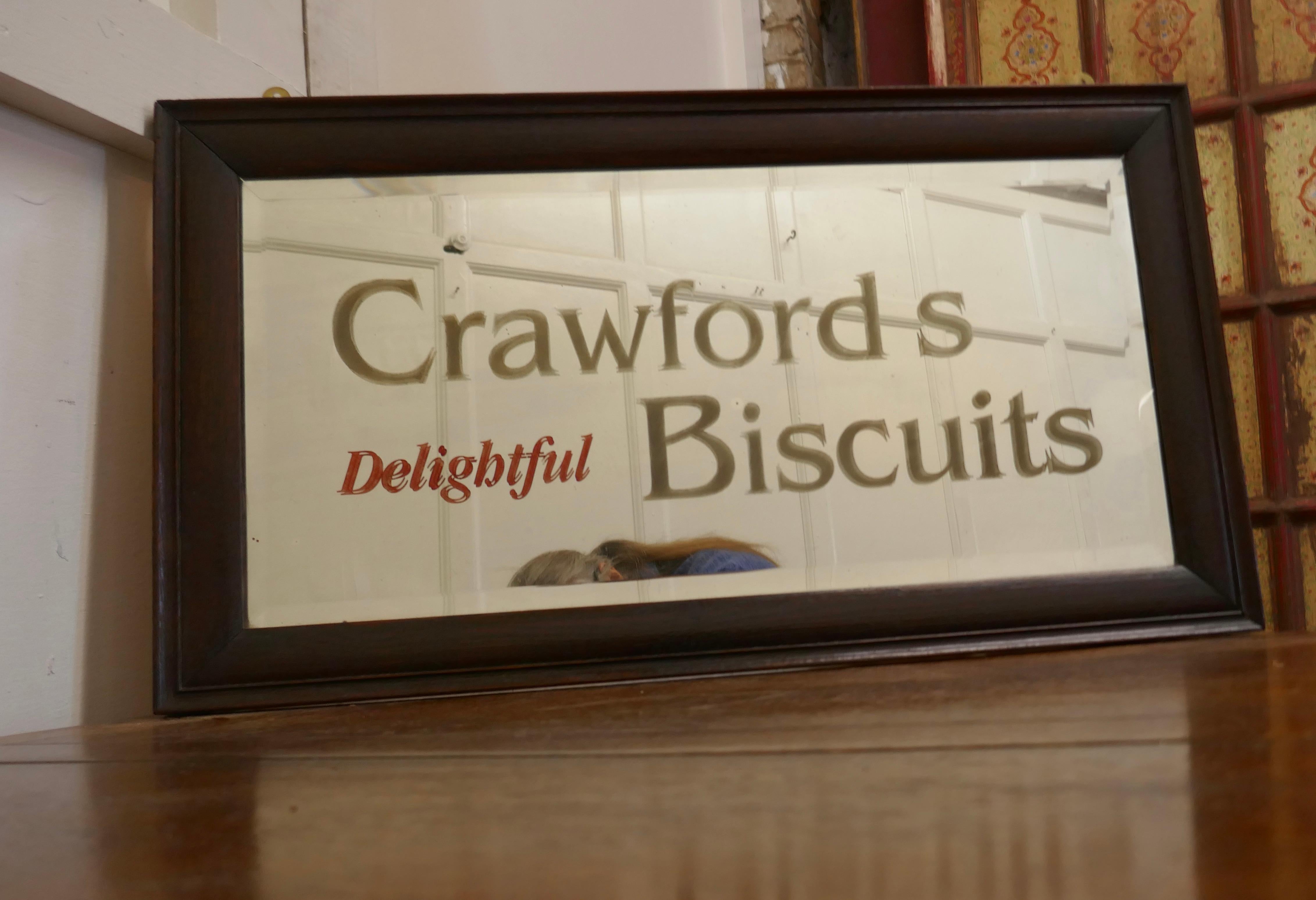 20th Century “Crawford’s Delightful Biscuits” Baker/Cafe Advertising Mirror For Sale