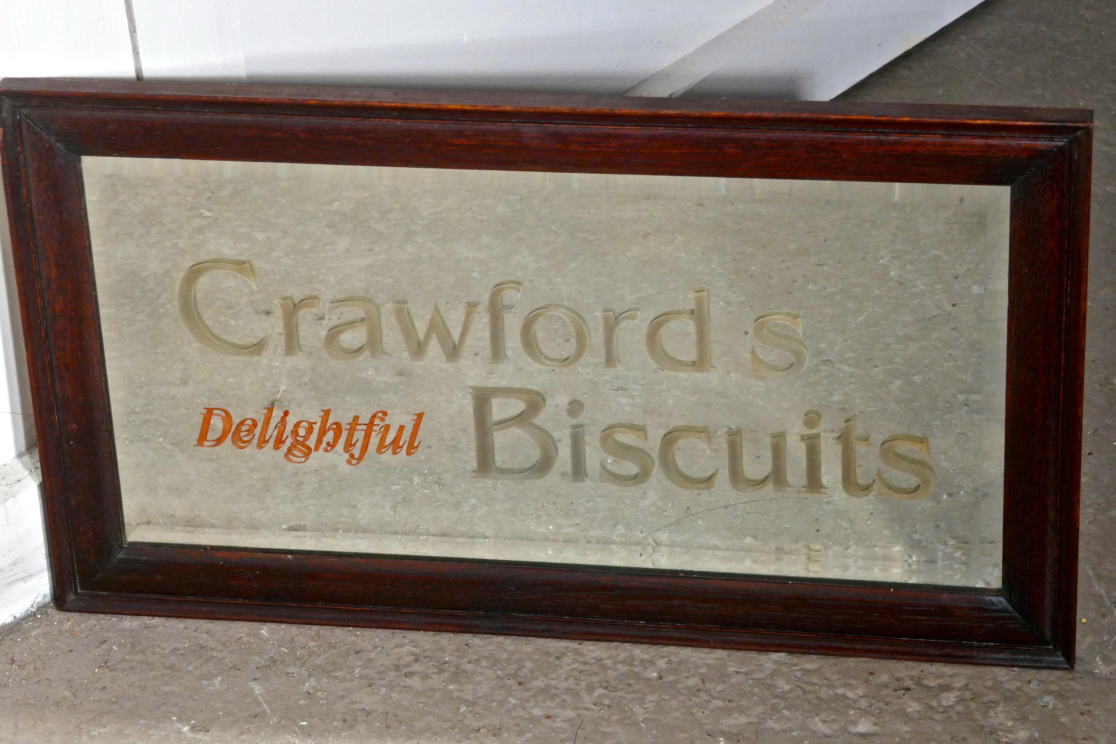 Art déco Miroir publicitaire Crawford's Delightful Biscuits Baker or Cafe  en vente