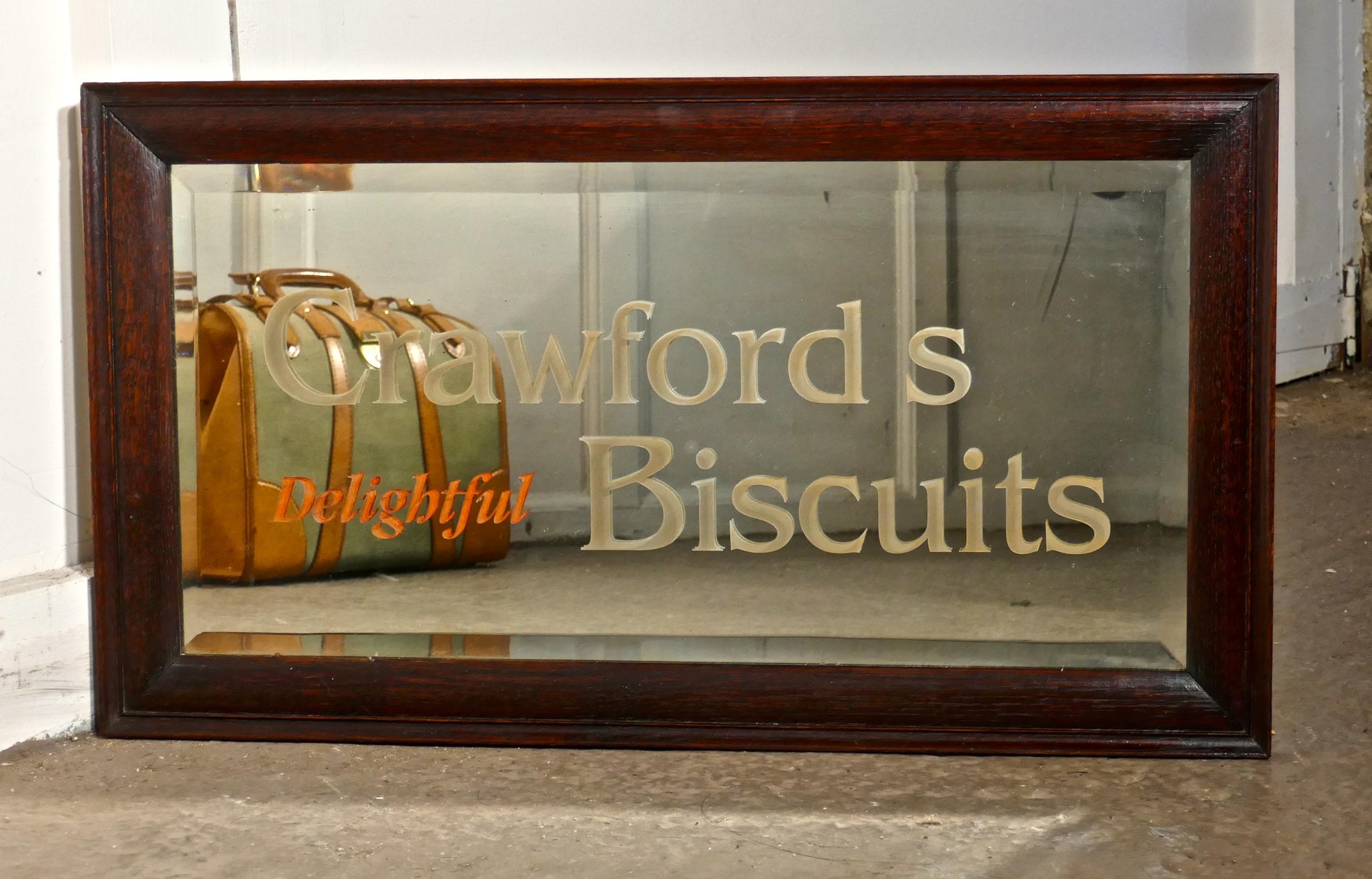 Miroir publicitaire Crawford's Delightful Biscuits Baker or Cafe  Bon état - En vente à Chillerton, Isle of Wight