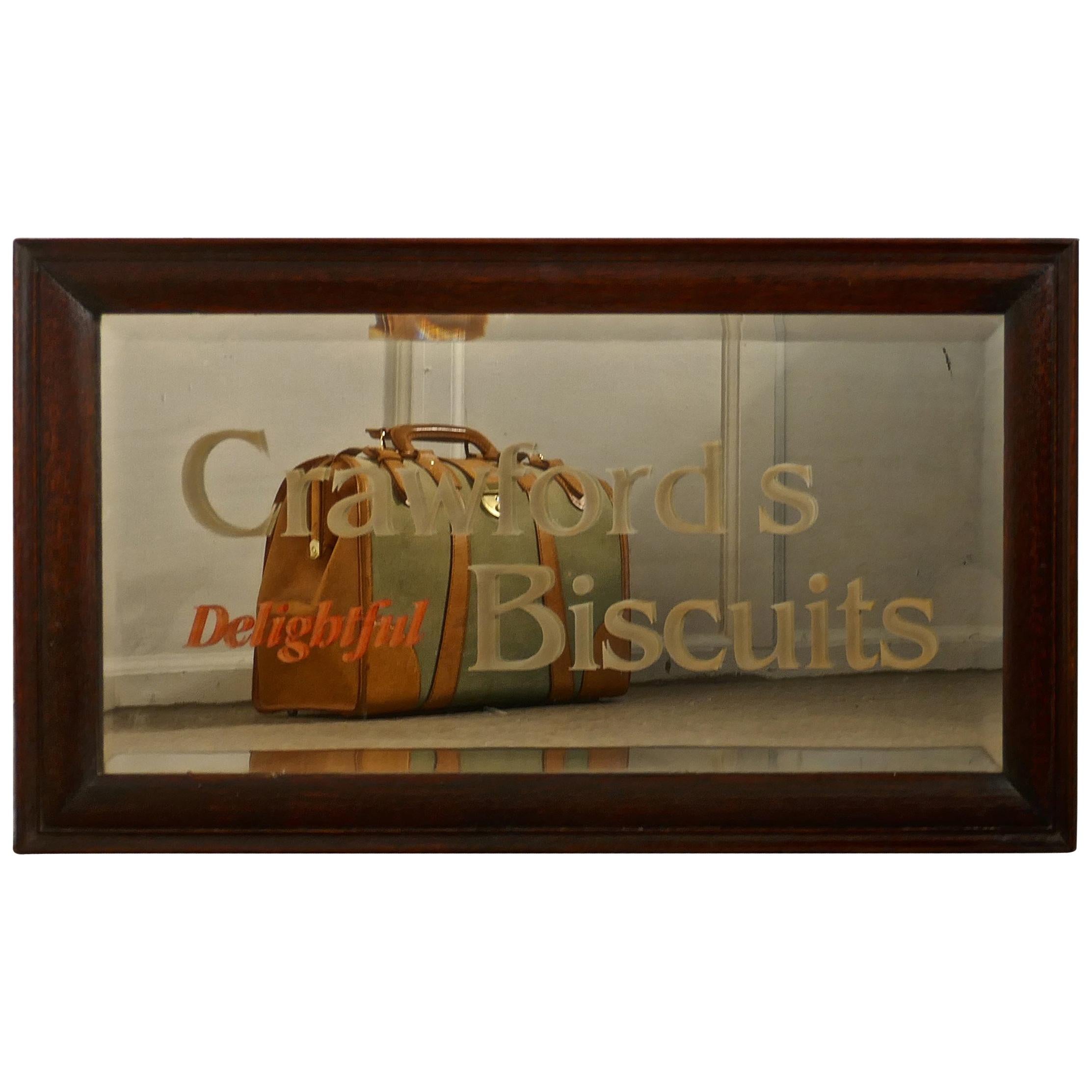 Advertising Mirror “Crawford’s Delightful Biscuits” Baker or Cafe  For Sale