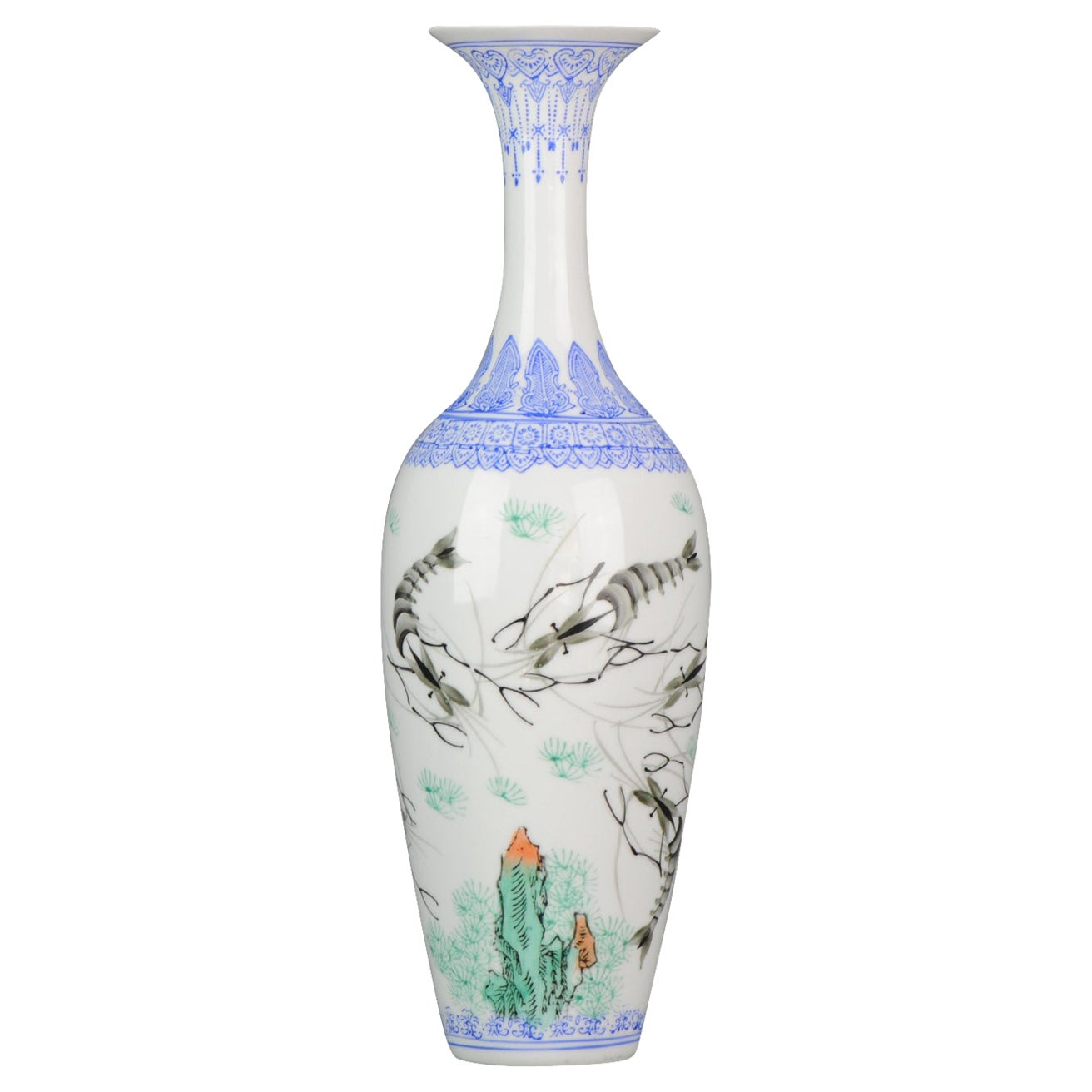 Crayfish Jingdezhen Proc Eierschalen-Porzellanvase, chinesisch markiert, 20. Jahrhundert im Angebot