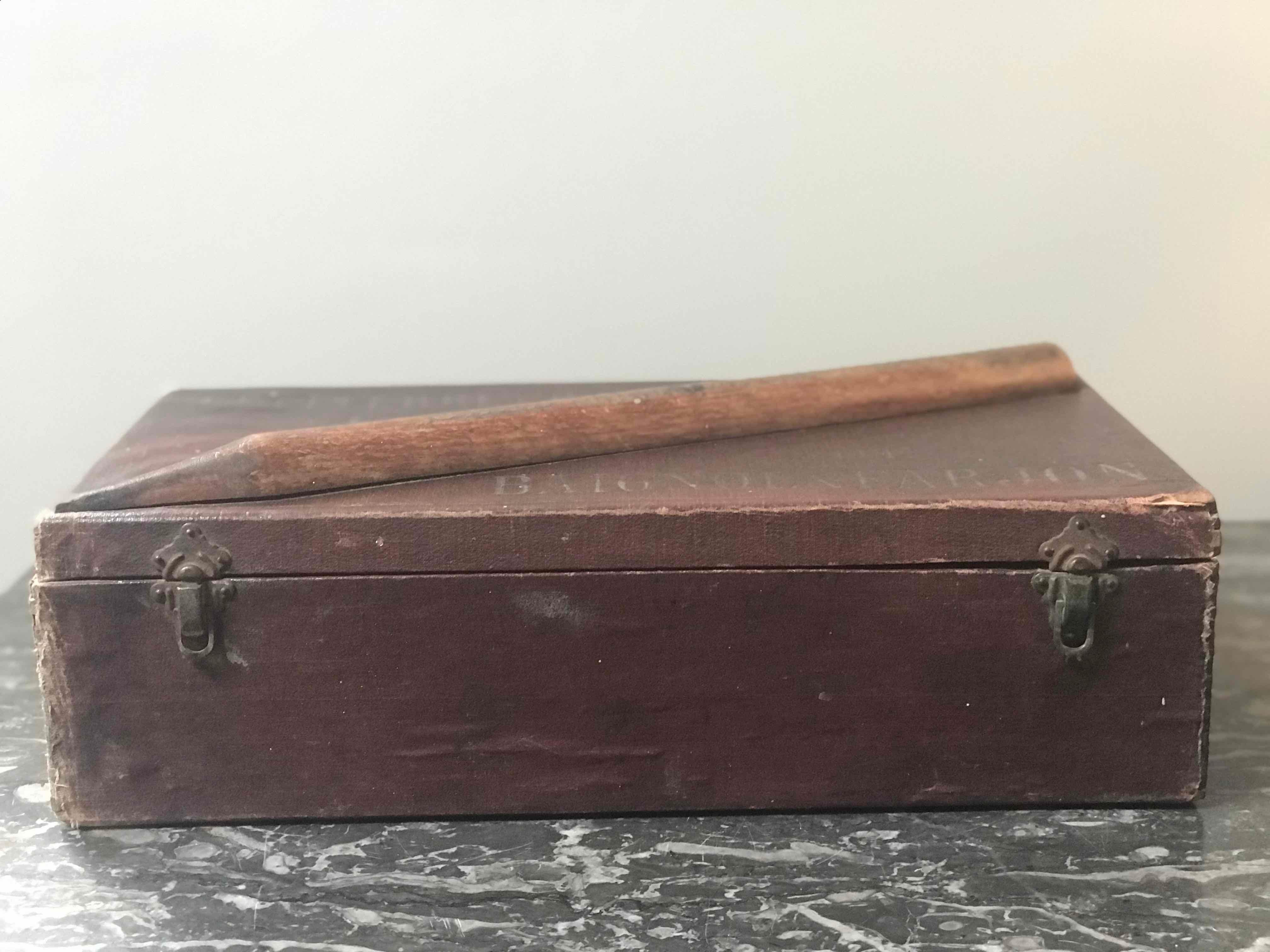 English Crayon Leather Box from England Circa 1900