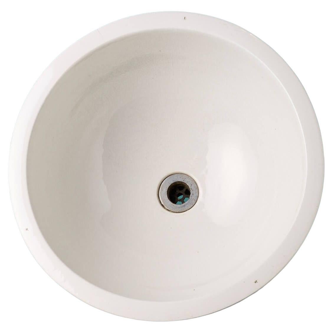 Crazed White Antique Porcelain Bowl Basin For Sale