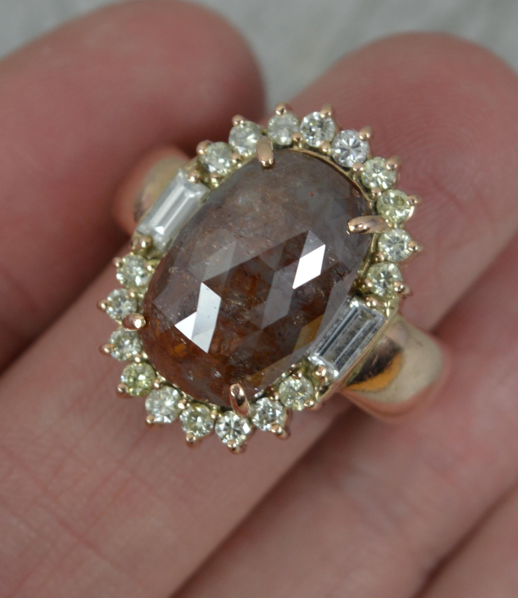 Crazy Bague surdimensionnée en or rose 9 carats avec diamants de 8,00 carats, couleur sel et poivre en vente 5
