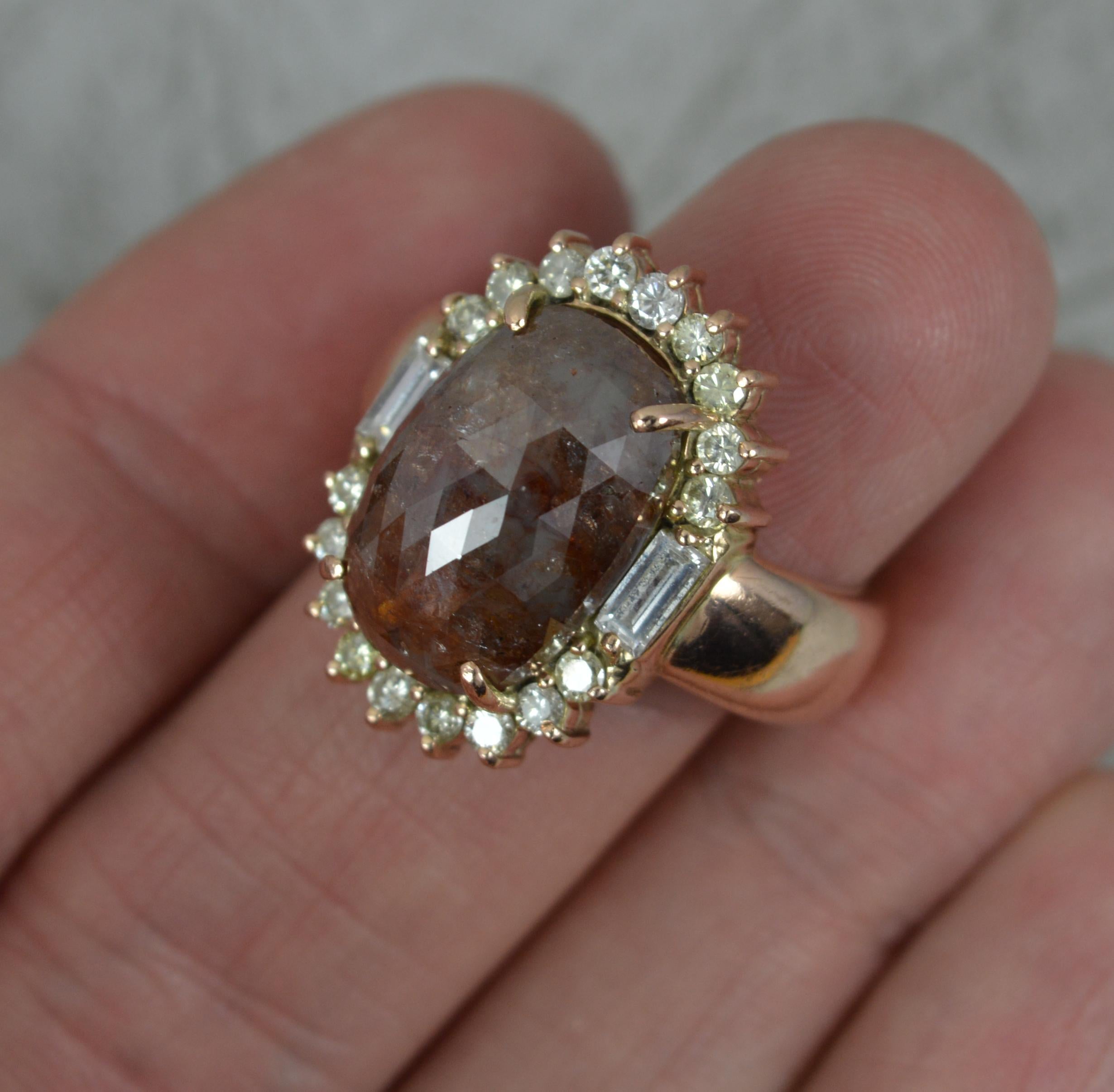 Crazy Bague surdimensionnée en or rose 9 carats avec diamants de 8,00 carats, couleur sel et poivre en vente 6