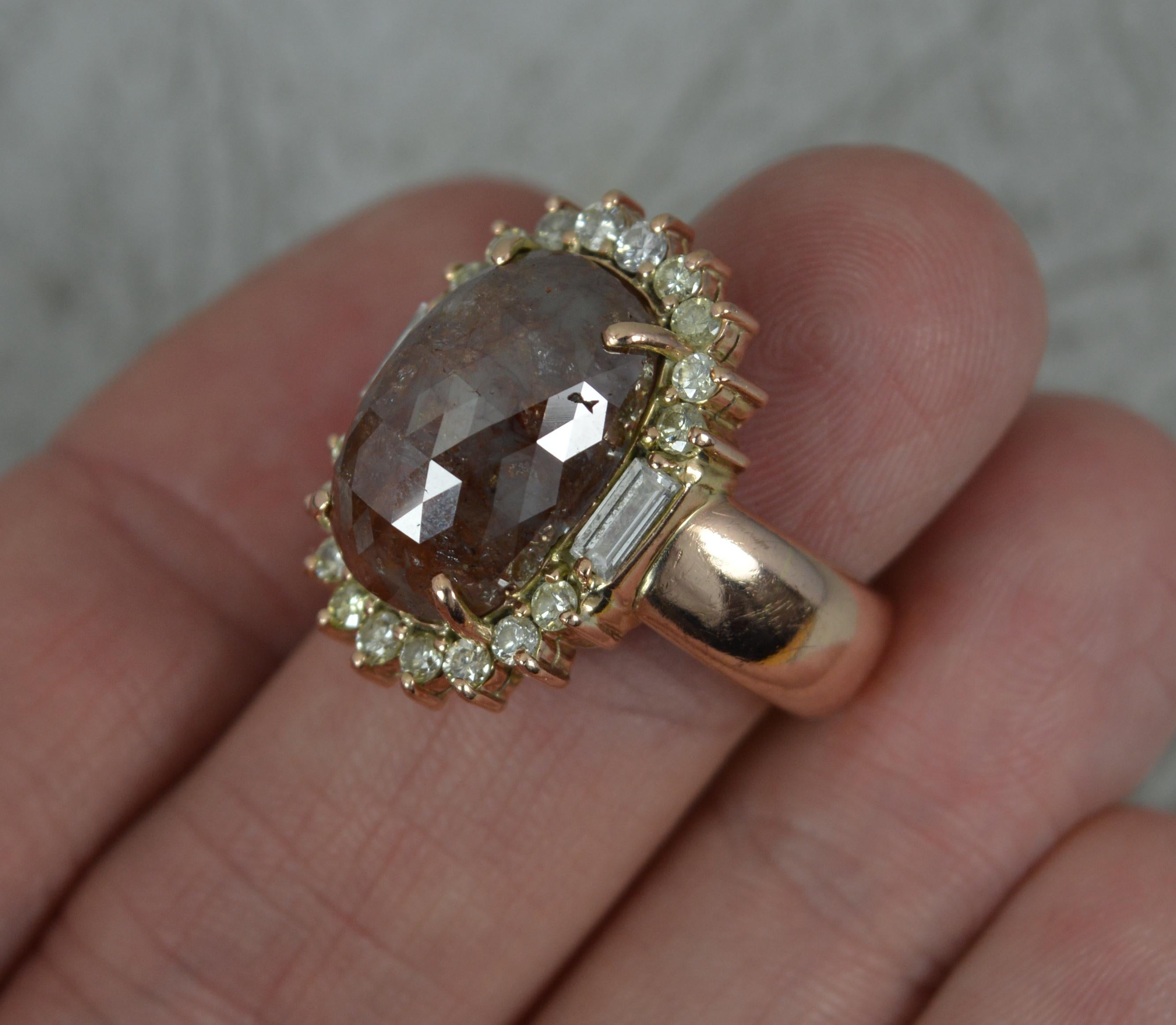Crazy Bague surdimensionnée en or rose 9 carats avec diamants de 8,00 carats, couleur sel et poivre en vente 7