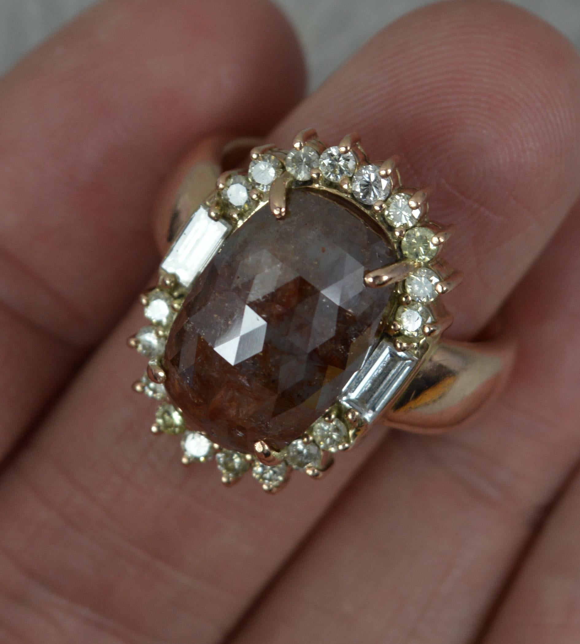 Crazy Bague surdimensionnée en or rose 9 carats avec diamants de 8,00 carats, couleur sel et poivre en vente 9