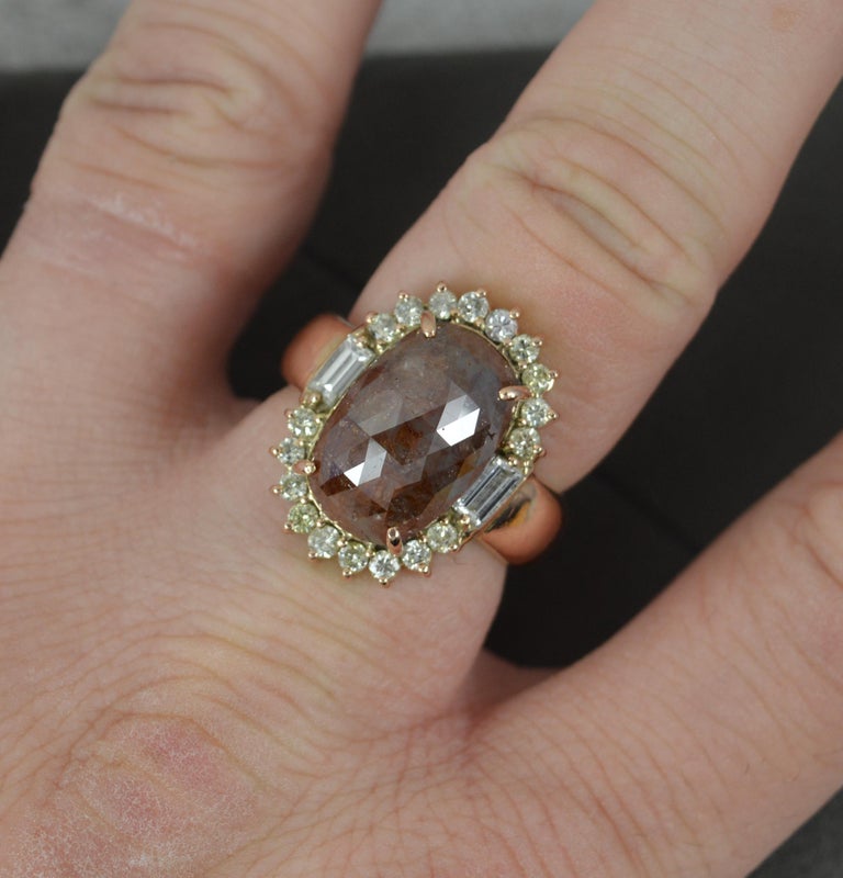 Crazy 8.00 Carat Diamond Salt and Pepper 9ct Rose Gold Statement Ring ...