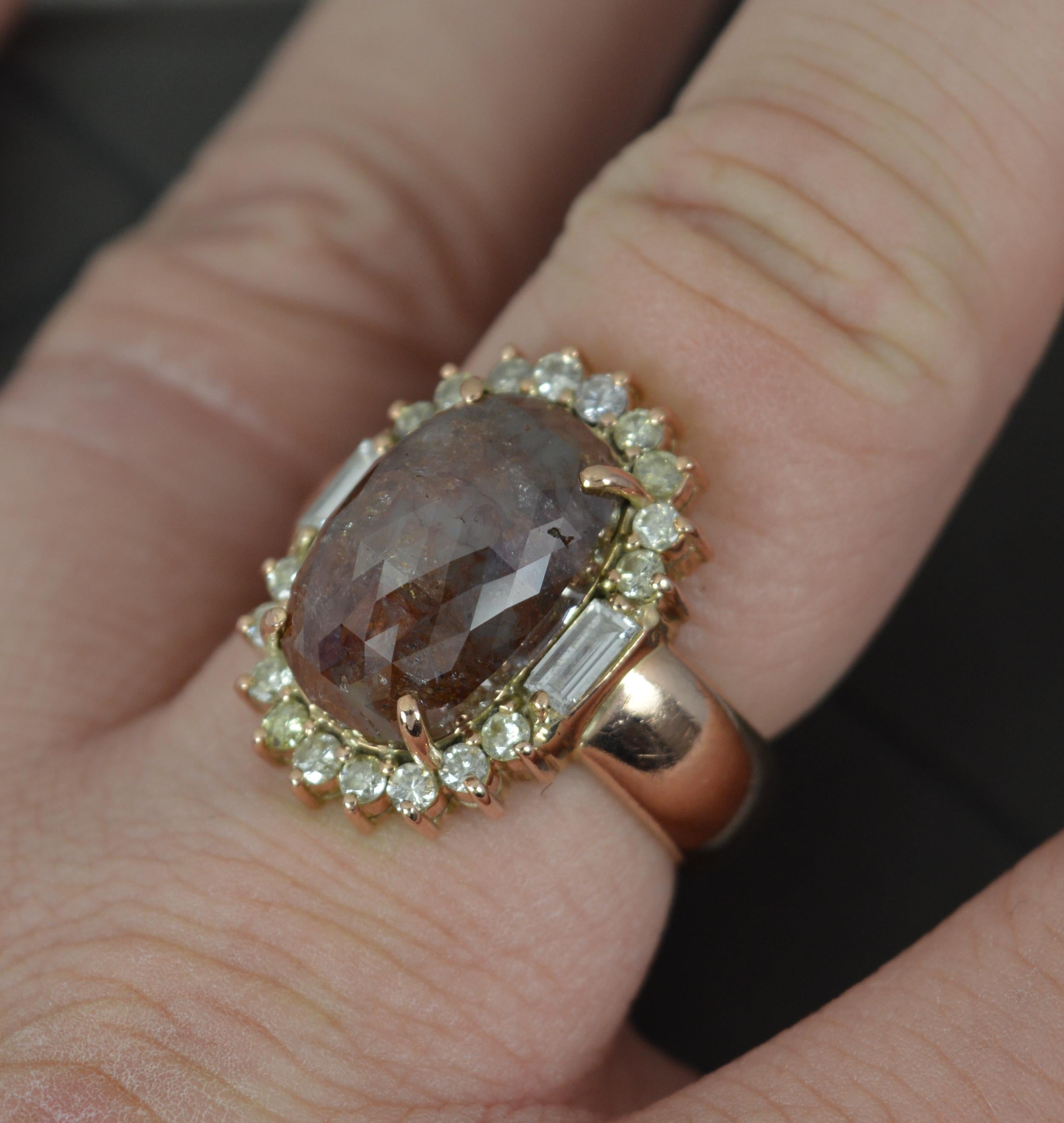 Crazy 8.00 Carat Diamond Salt and Pepper 9ct Rose Gold Statement Ring In Good Condition For Sale In St Helens, GB