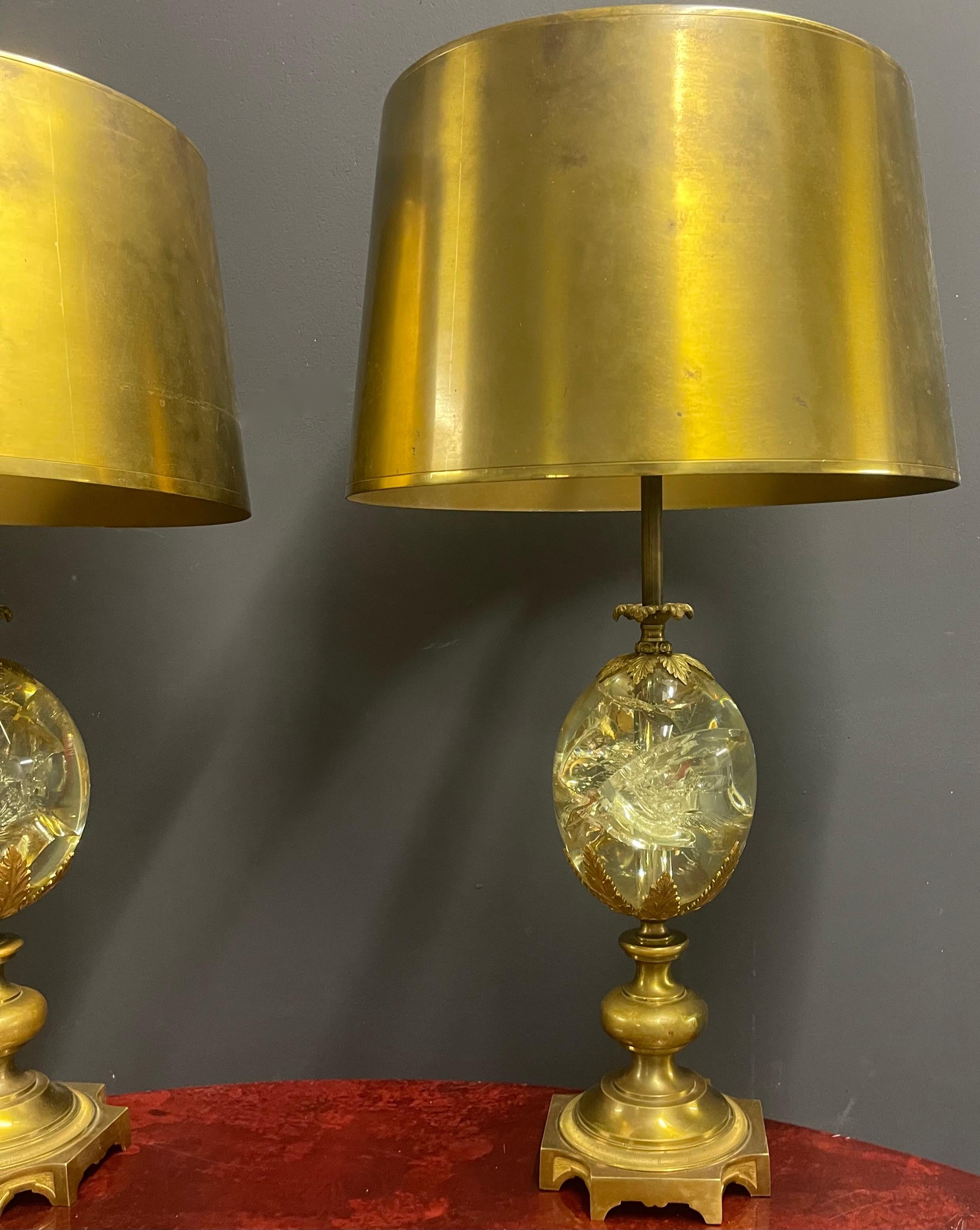 French crazy amazing OEUF ROSACES maison charles table lamps For Sale