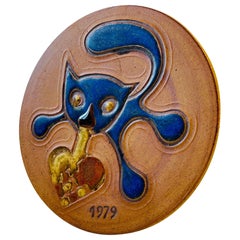 Crazy Christmas Cat Wall Plaque by Tue Poulsen, 1970s