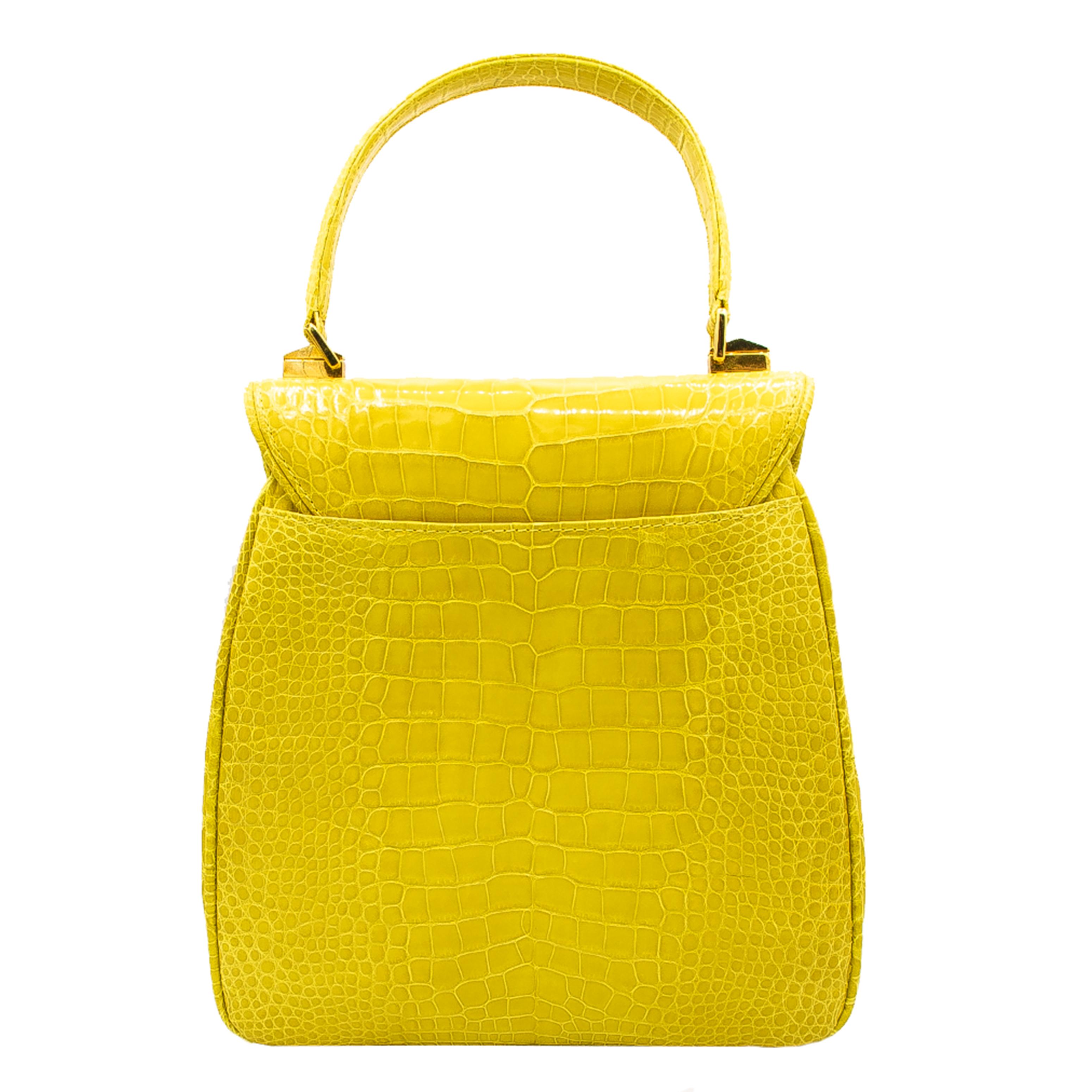 Yellow Crazy Fun Lemon Crocodile Lana Marks Handbag