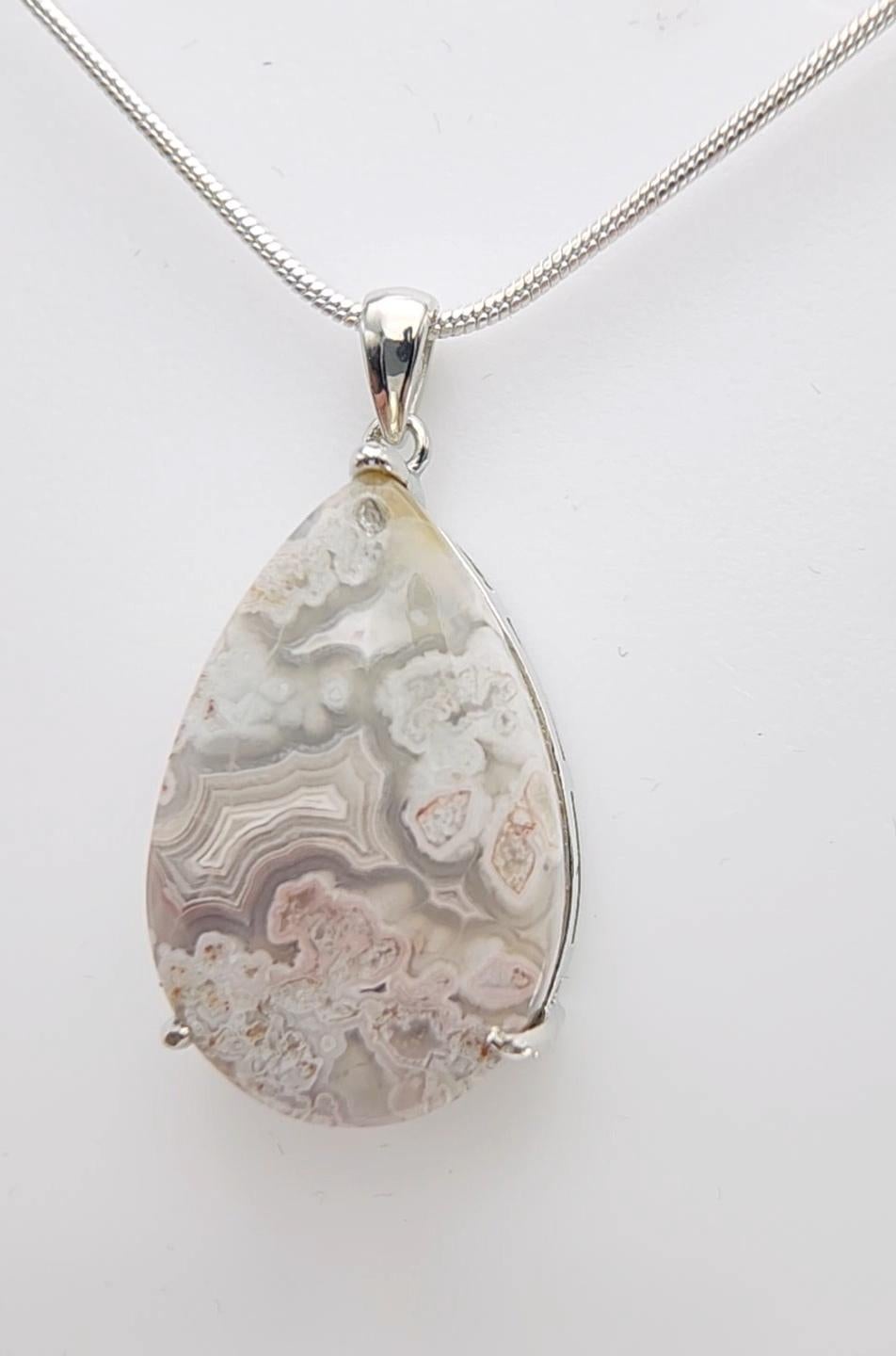 Ciondolo con cabochon di agata Crazy Lace in argento 925 in vendita 7