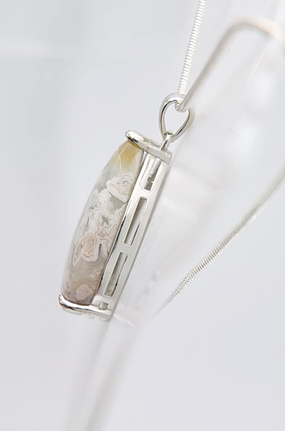 Ciondolo con cabochon di agata Crazy Lace in argento 925 in vendita 3