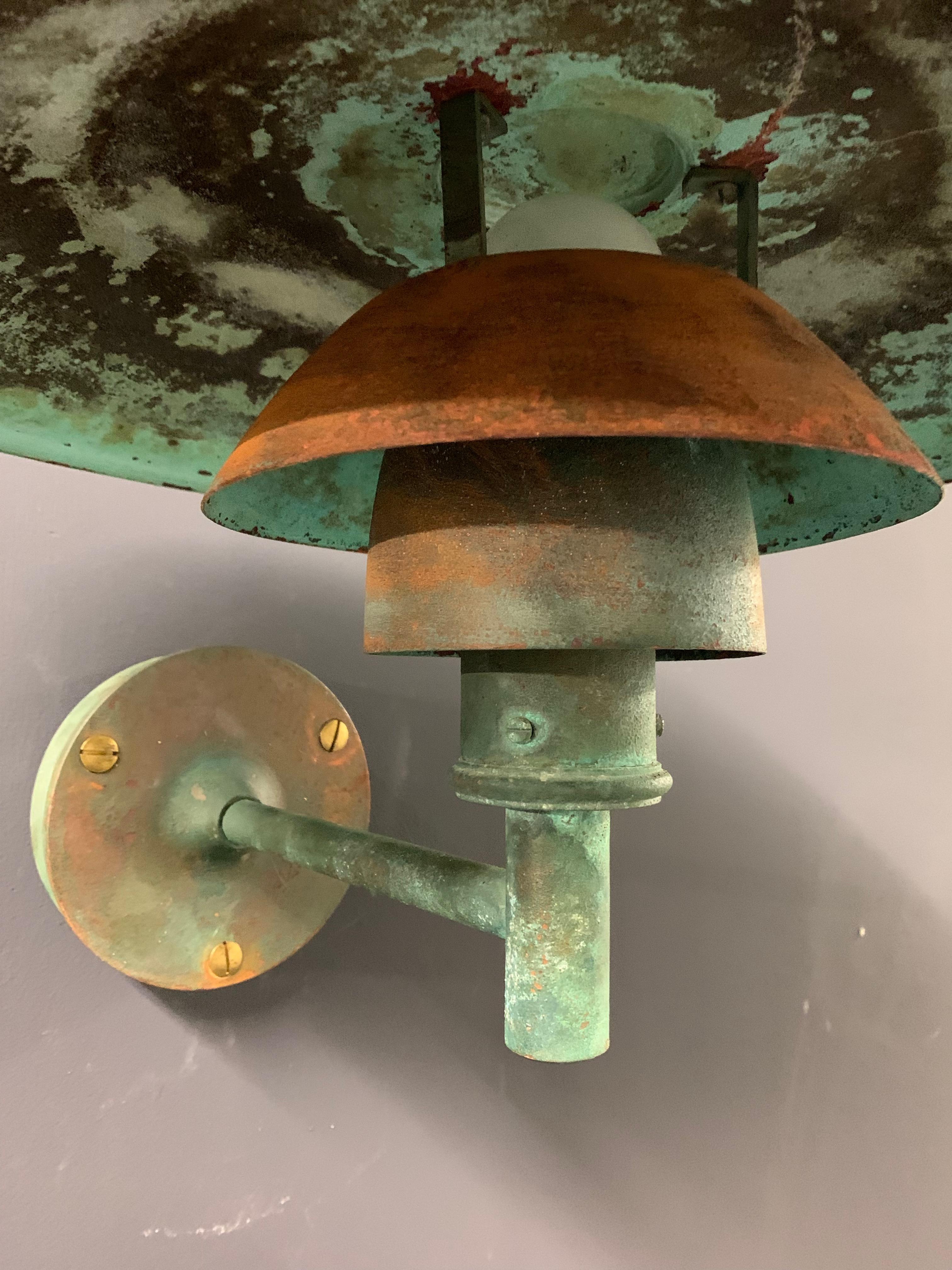Crazy Patinated Poul Henningsen Copper Wall Scone For Sale 6