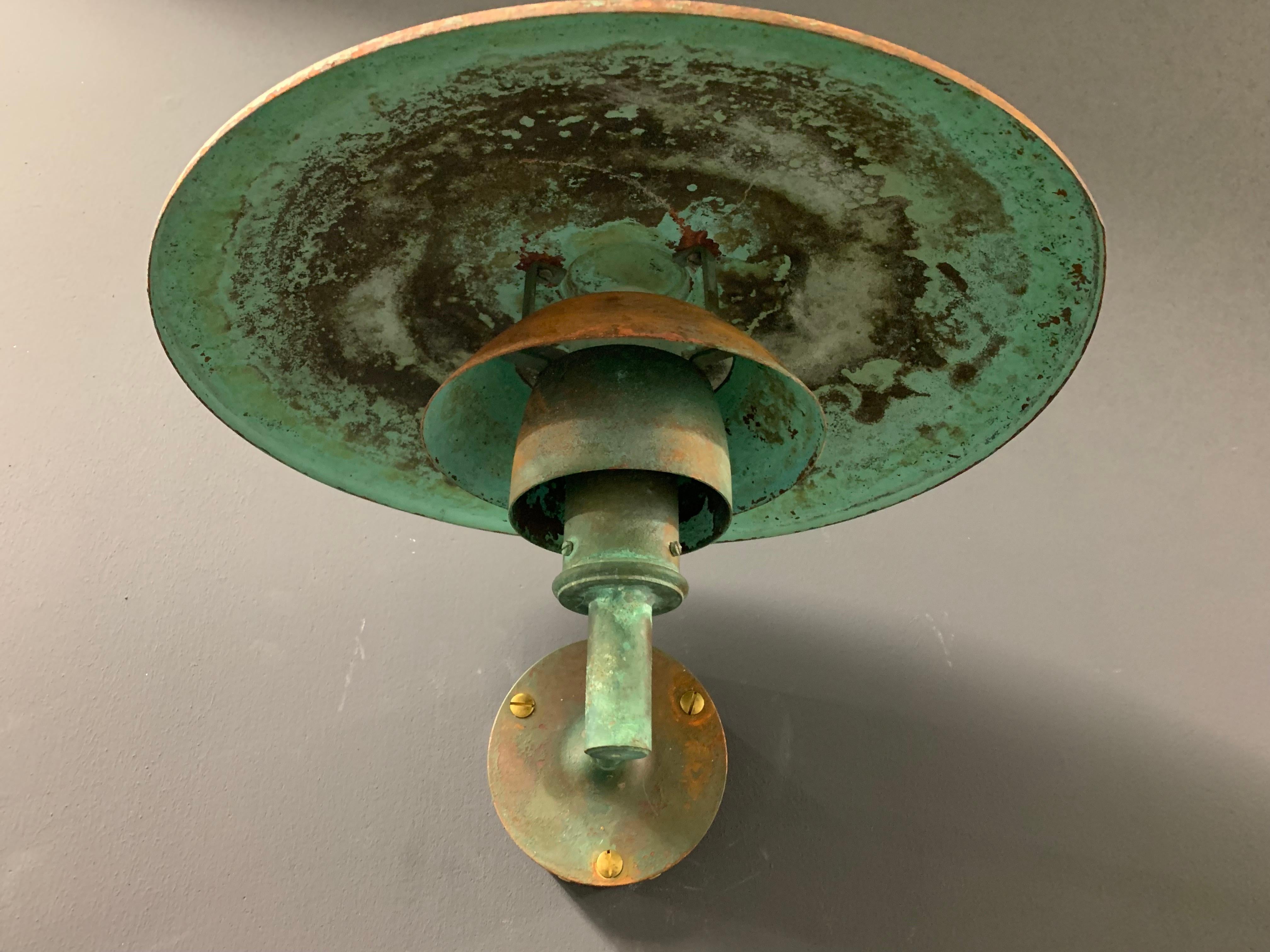 Crazy Patinated Poul Henningsen Copper Wall Scone For Sale 7