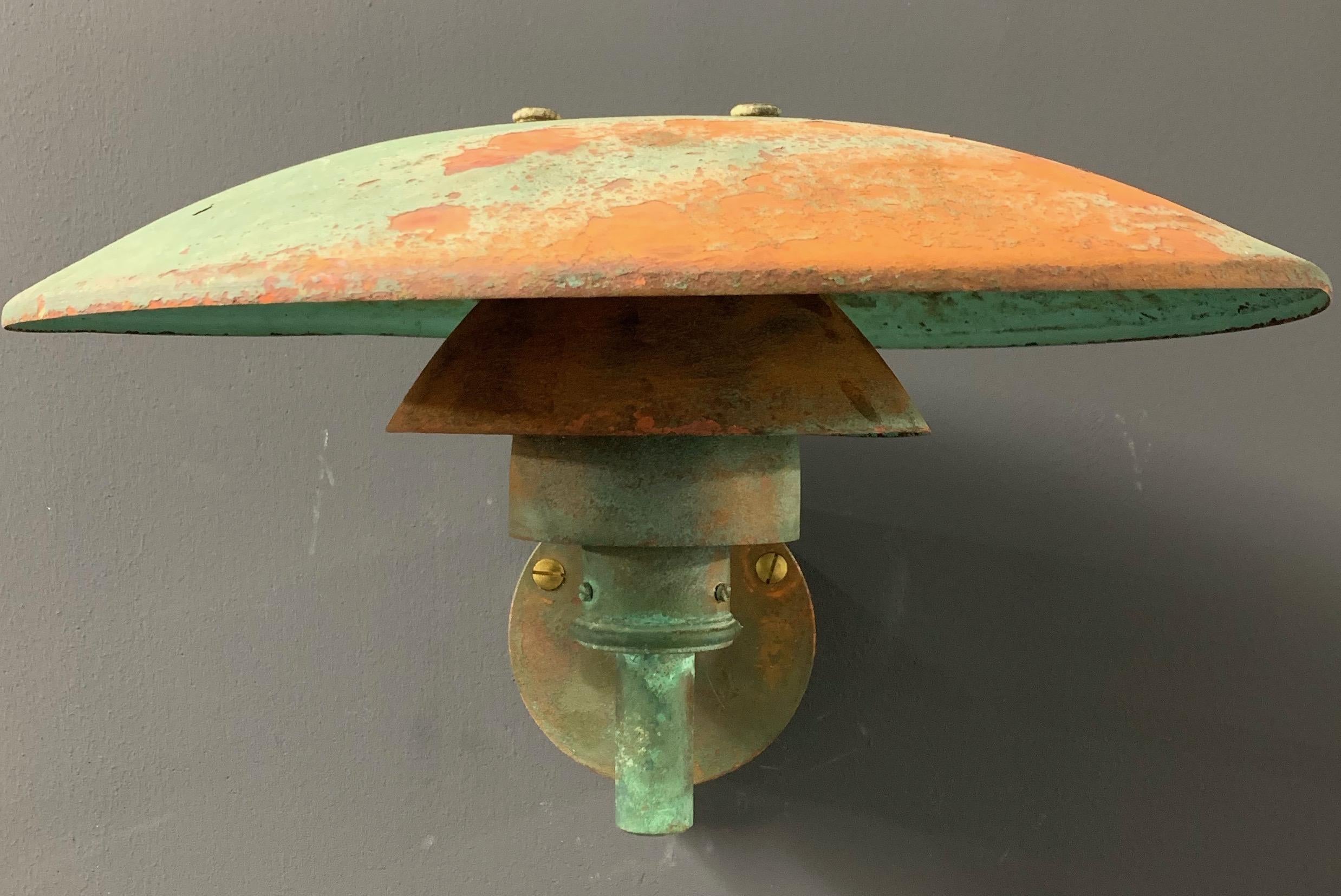 Crazy Patinated Poul Henningsen Copper Wall Scone For Sale 10